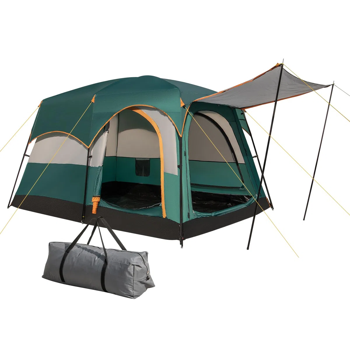 HOMASIS Tenda a Tunnel per 4-6 Persone con 2 Divisori e 3 Ingressi, Tende con Avancorridoio e Tappetino, Tenda Familiare con Borsa per il Trasporto per Campeggio, Trekking e Escursioni