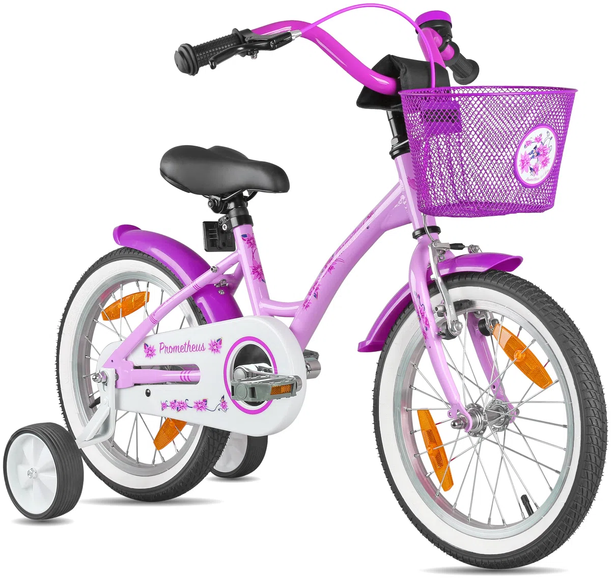 PROMETHEUS BICYCLES bicicletta bambina 5-7 anni bici per bambini bambino 16 pollici bimba con rotelle e freno contropedale viola