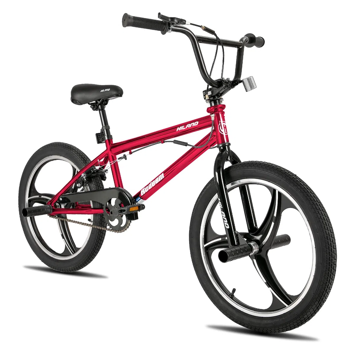 HILAND BMX Bicicletta per bambini da 20 pollici,3 razze, Per bambini e bambine di 7 anni e più，rotore a 361 gradi, freestyle,pedane single speed per bambini,rosso