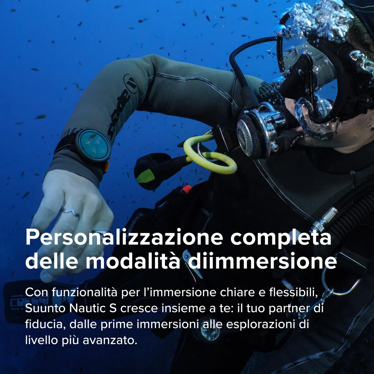 SUUNTO Nautic S Computer Subacqueo, Schermo AMOLED, 60 Ore di autonomia in Immersione, Impermeabile Fino a 80 Metri, GPS Integrato, mappe Offline, letture Gas Wireless, App Suunto