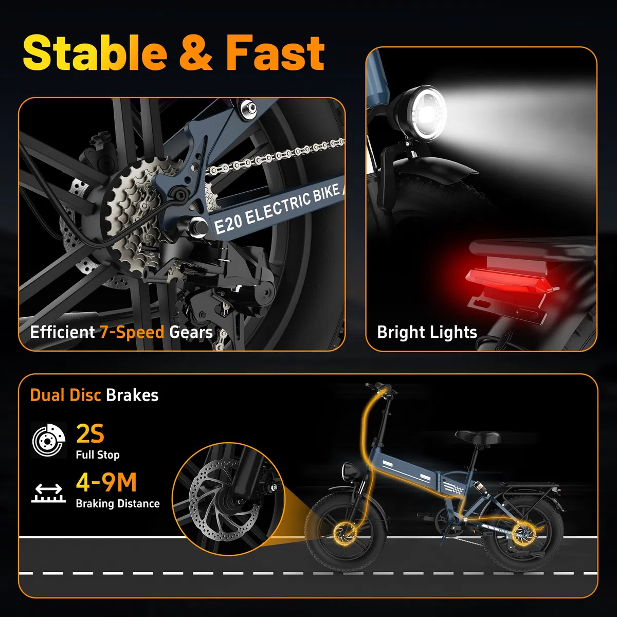 EGGKING Bicicletta Elettrica a Pedalata Assistita 20" x 4.0 Fat Tire, Doppia Sospensione, 7 Velocità, Batteria Rimovibile 48V, Display LCD