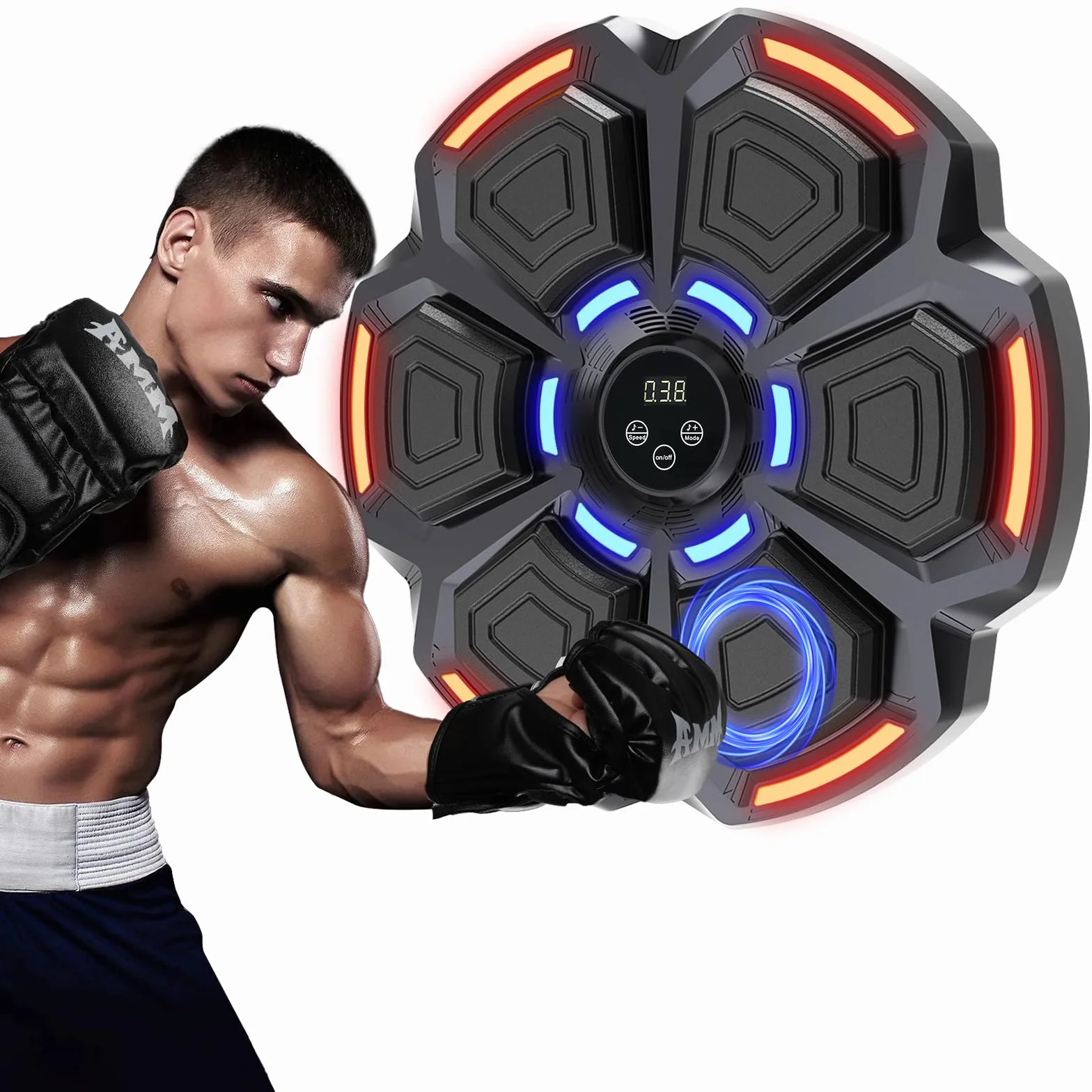 snawowo Music Boxing Machine Adulti - 9 modalità di 9 velocità Macchina da Boxe Musical Pugile con Guanti - LED Musica Bluetooth Boxe Allenamento per Casa (Nero)