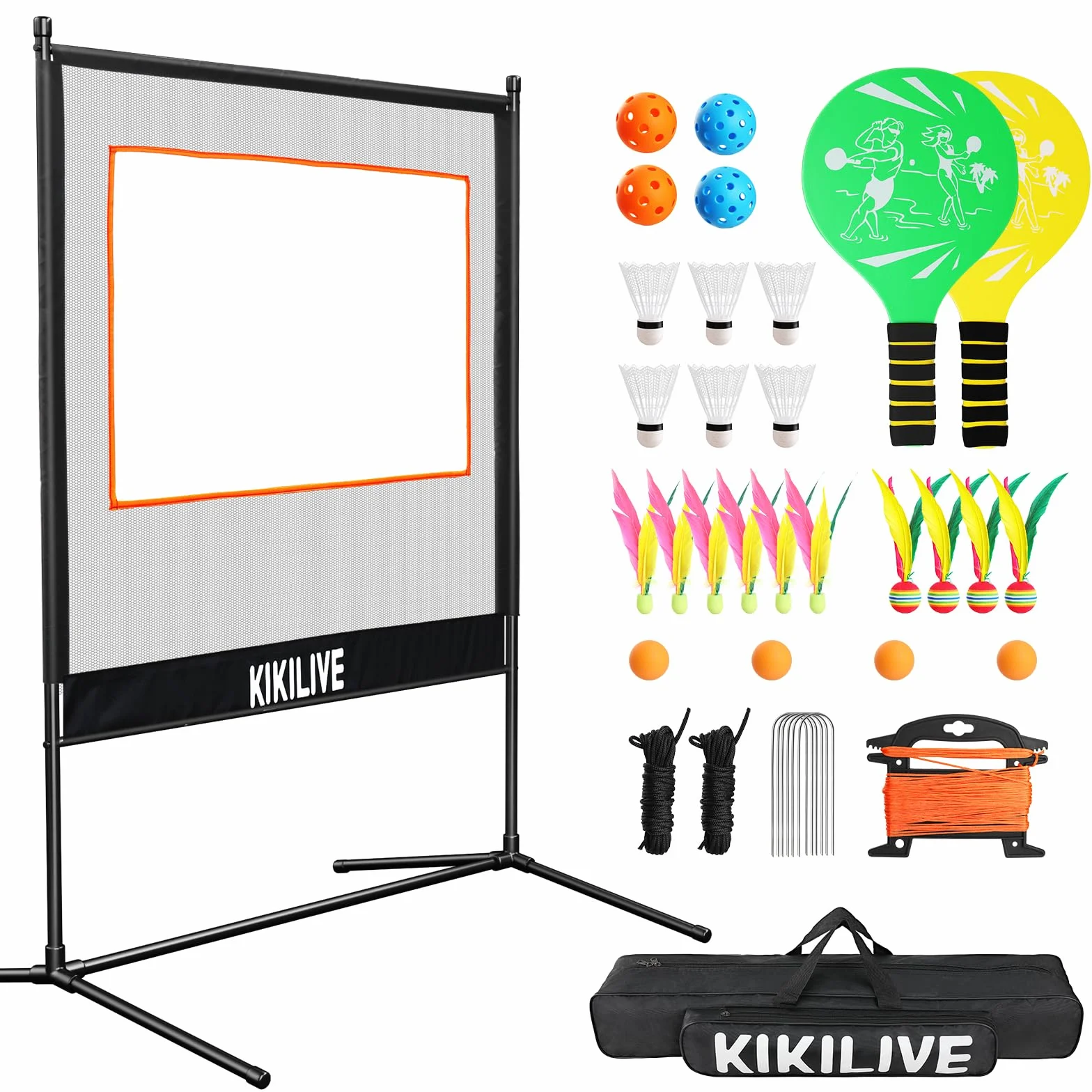 Set Completo con Rete per Giochi con Racchette, Adatto a Badminton/Tennis da Tavolo/Volano/Pickleball, Set per Sport e Giochi Indoor & Outdoor, per Spiaggia/Giardino/Casa