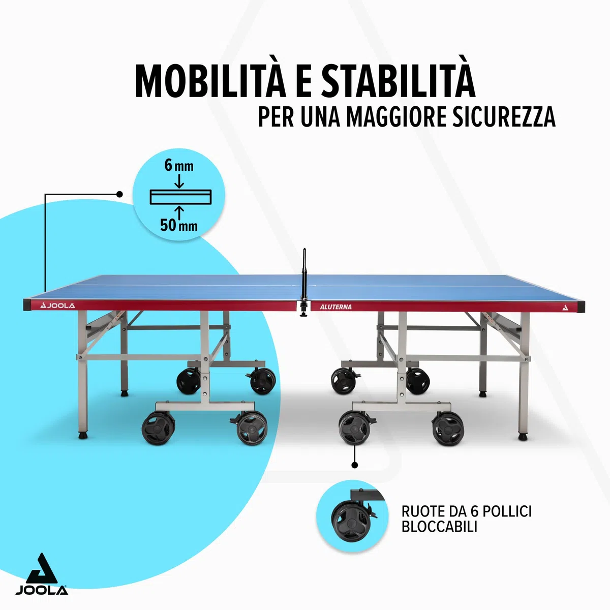 Joola 11650 Aluterna - Tavolo da ping pong professionale per esterni, resistente alle intemperie, 6 mm, superficie composita in alluminio e plastica, base pieghevole