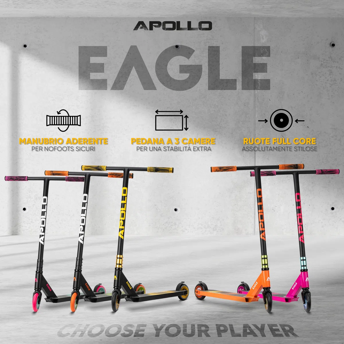 Apollo Stunt Scooter - Eagle, monopattino acrobatico professionale anodizzato, scooter per bambini con cuscinetti ABEC 9, ruote da 110mm, monopattino acrobatico anche per adolescenti e adulti