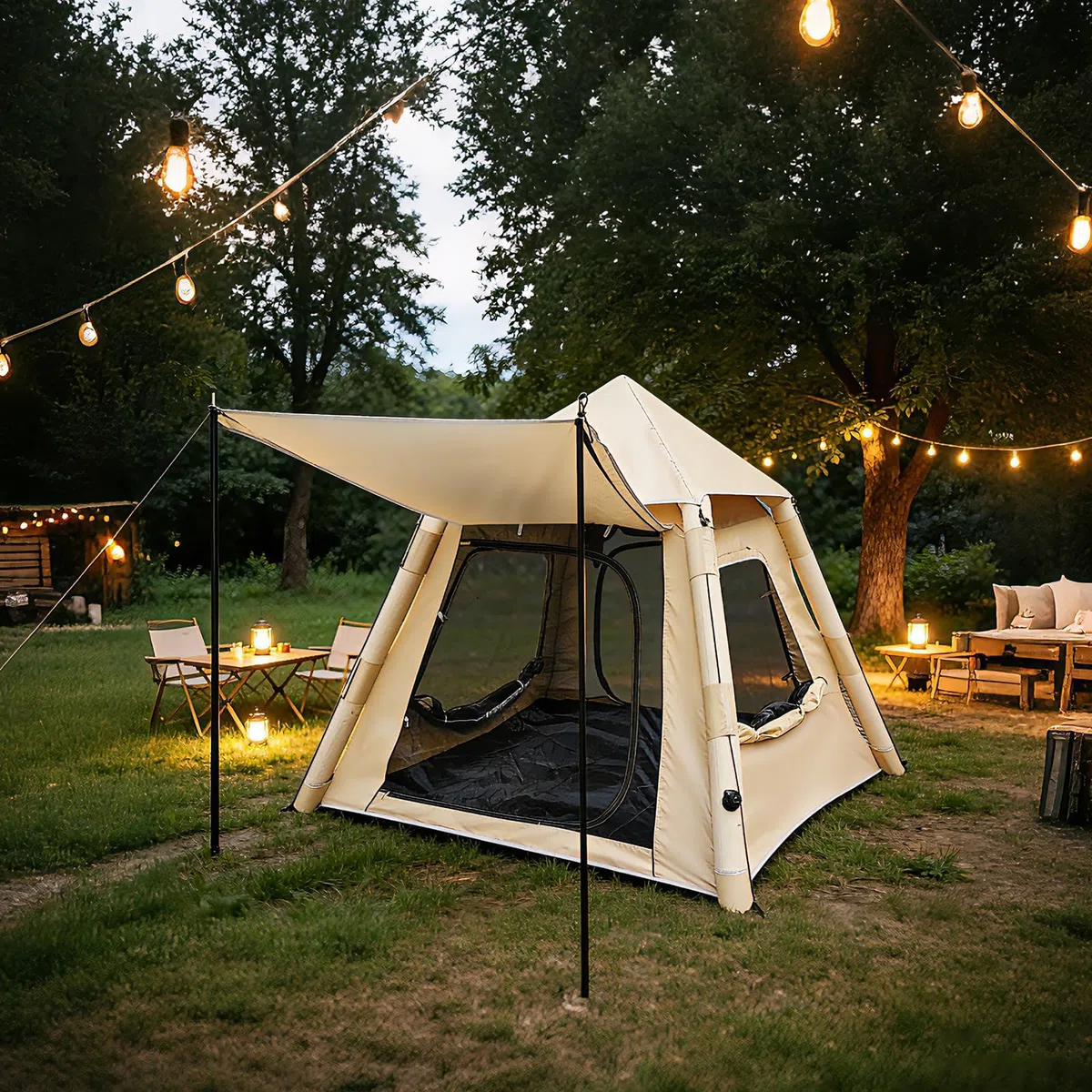 Tenda Gonfiabile da Campeggio 2 Posti 4 Stagioni – Tenda Campeggio Gonfiabile con Pompa, 90 secondi Montaggio Rapido, Impermeabile Antivento, Tenda per Famiglia Festival, Attività all'aperto, Trekking
