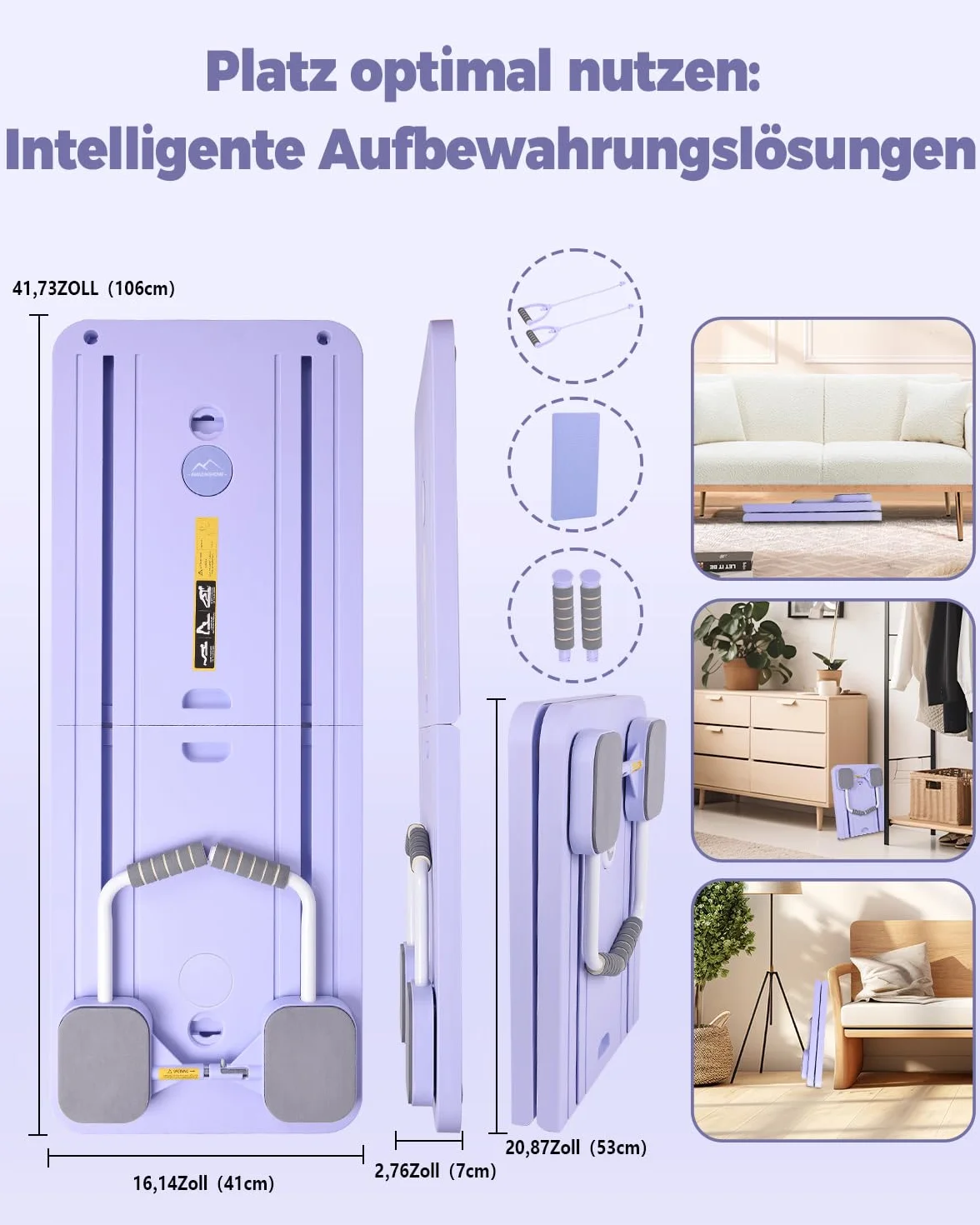 Pilates Board & Reformer-Set für Zuhause mit 23kg Rückprallkraft – Multifunktionales Faltbares Pilatesgerät INKL, Knieschutz & Videoanleitung