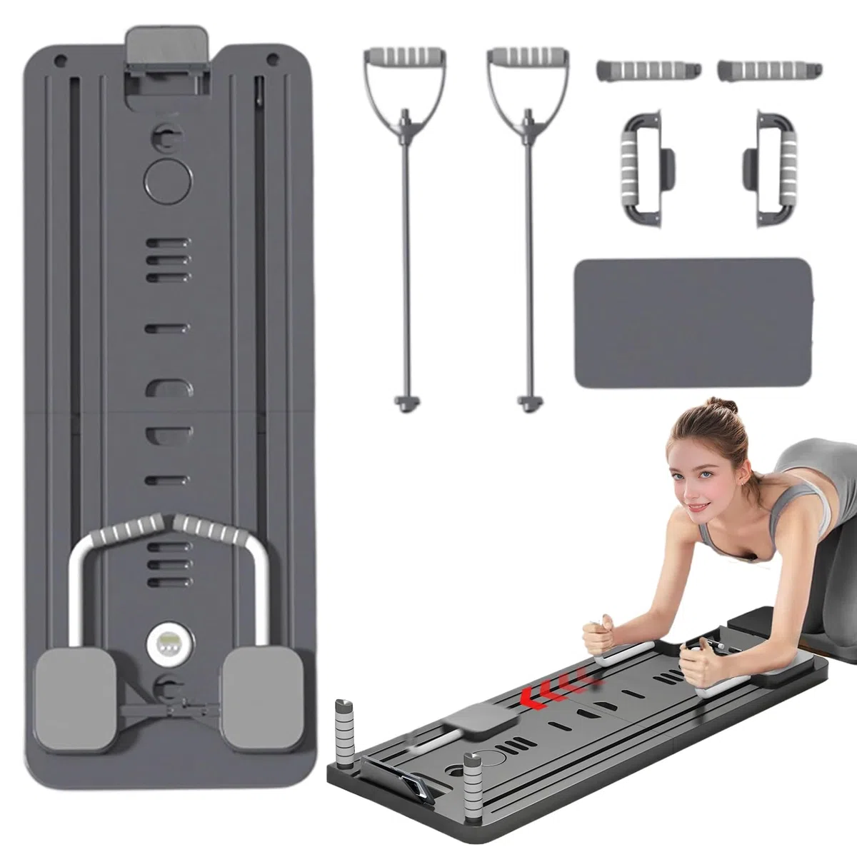 Reformer - Attrezzo da pilates, pieghevole, per allenamento addominale sul pilates, attrezzo pieghevole Core Trainer per principianti