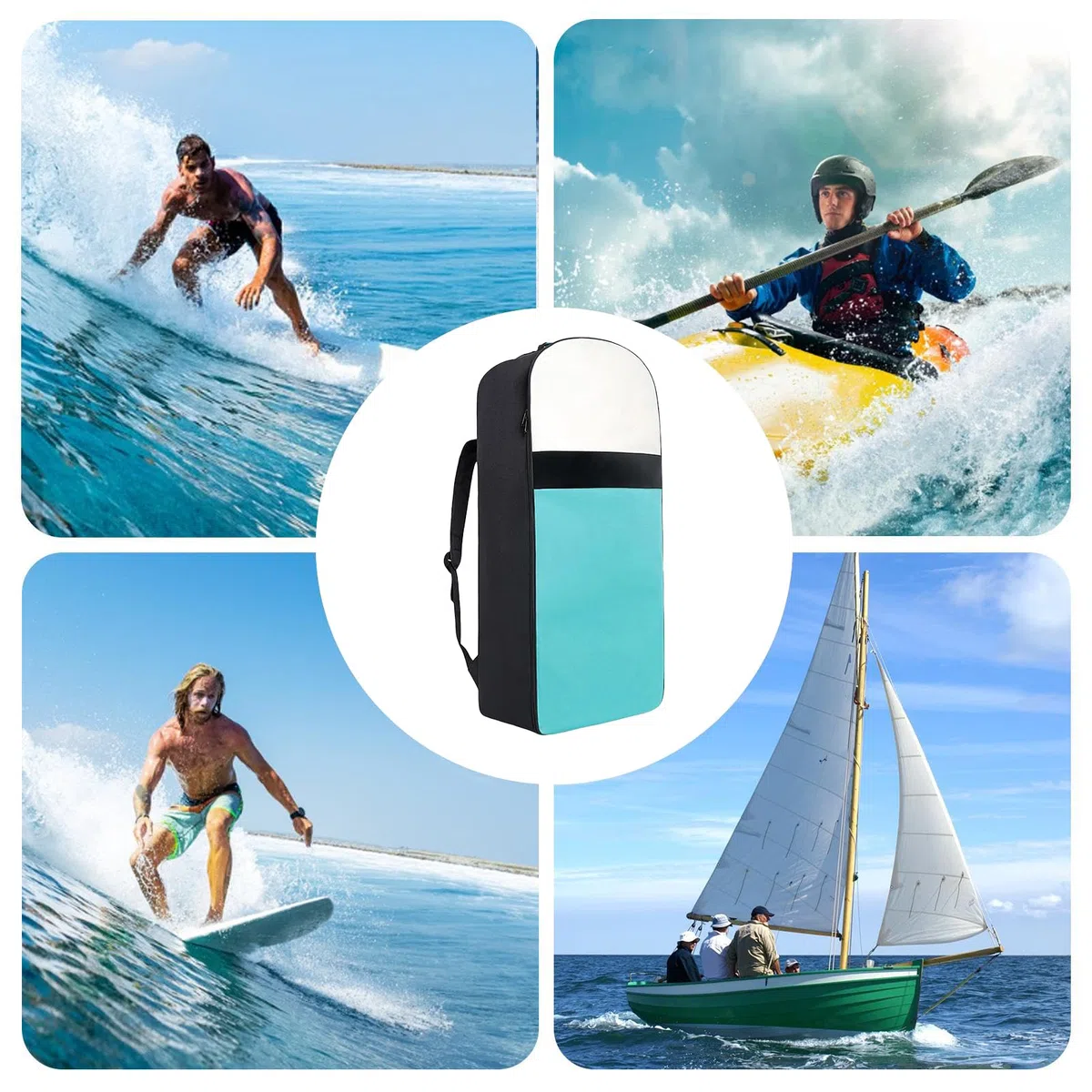 Borsa per tavola da paddle, supporto per stand up, 90 x 40 x 24 cm, tracolla regolabile, custodia protettiva da viaggio di grande capacità, custodia protettiva per tavola da surf per sport acquatici