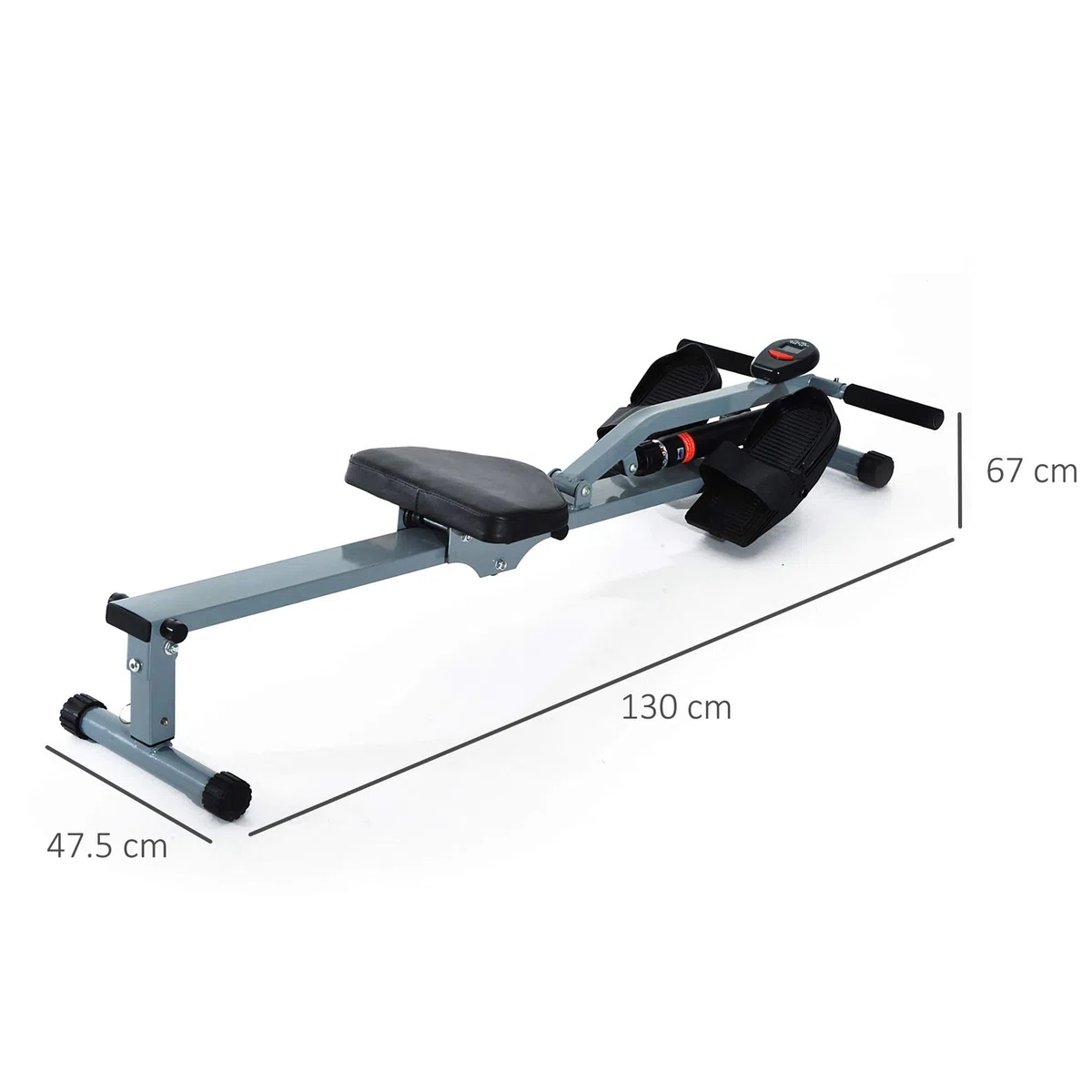HOMCOM Vogatore Professionale per Fitness Allenamento a Casa con Display 130 x 67.5 x 67cm