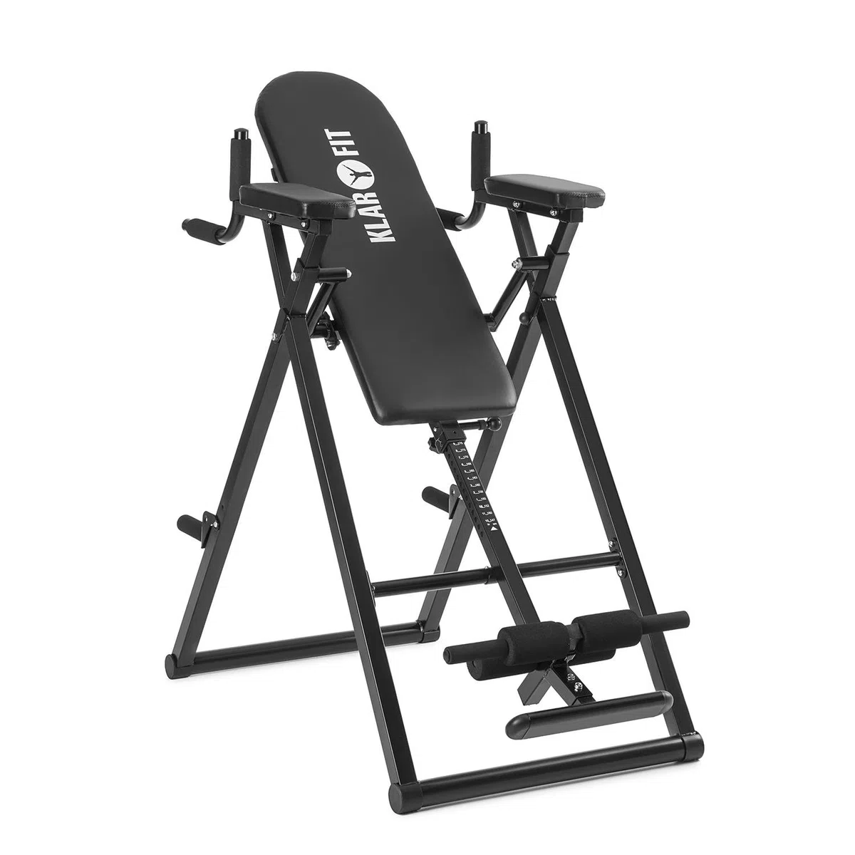 Klarfit Power-Gym - Panca a inversione, per la schiena, per allenamento multiuso, 6 in 1, inversione, push-up, squat, chin-up, dips & ab-training, fino a 120 kg, regolabile, nero