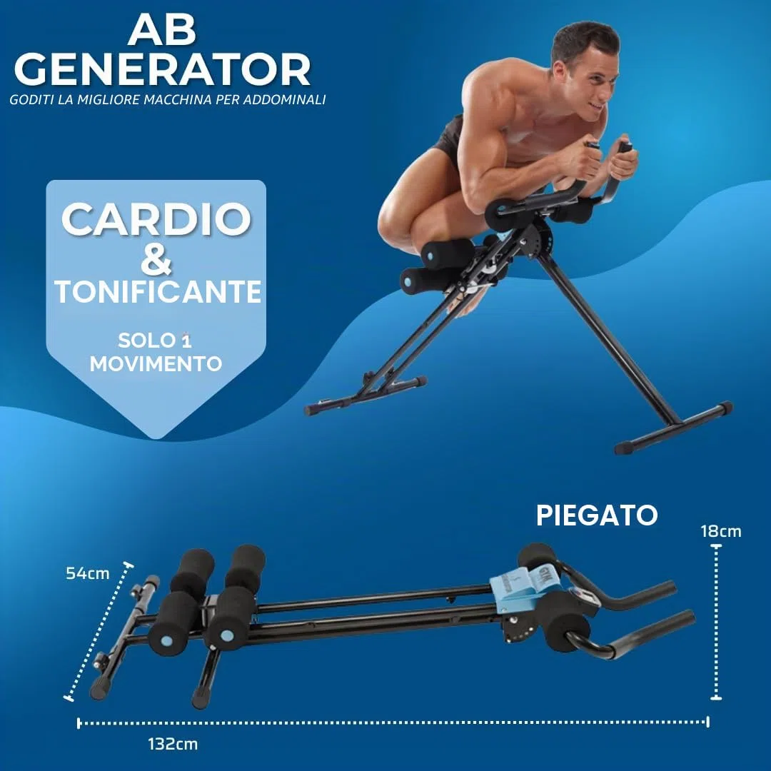 GYMFORM Macchina per addominali AB Generator, allenamento completo, allenamento funzionale per addominali, braccia, gambe, cardio + fitness, Attrezzo Fitness