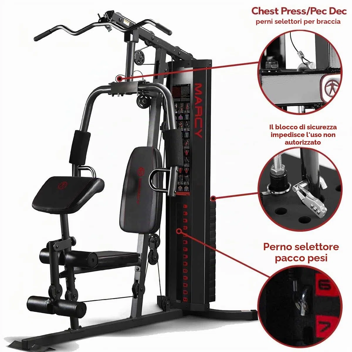 Marcy MWM-988 Multifunzione Acciaio Casa Palestra 150LB Macchina Stack Peso