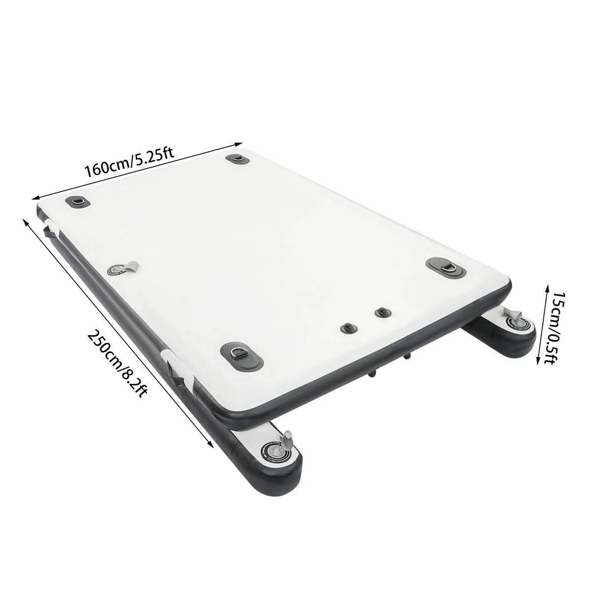 Piattaforma da bagno gonfiabile, 250 x 160 x 15 cm, barca da pesca pneumatica portatile, pontile da pesca, piattaforma galleggiante per motore fuoribordo come piattaforma da bagno e sport acquatici