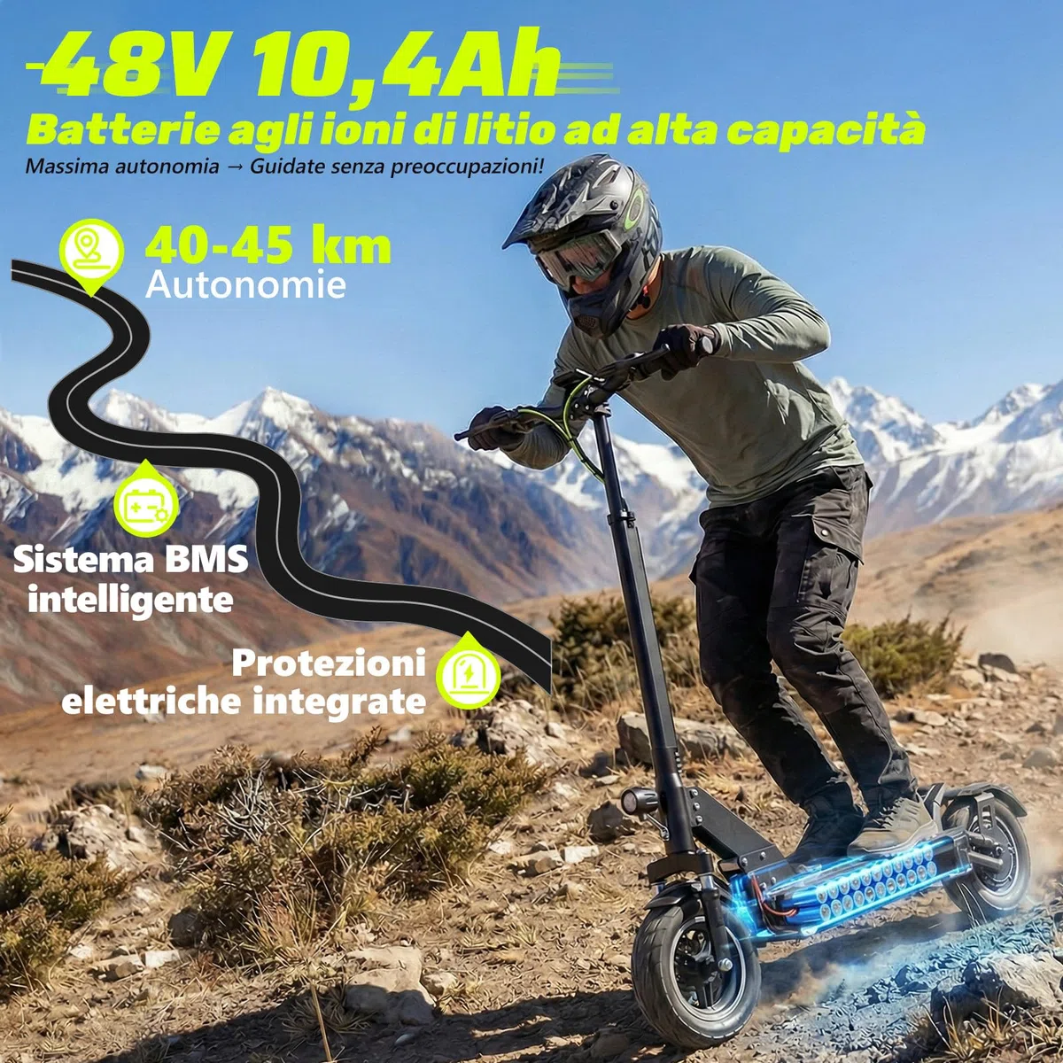 Monopattino Elettrico Adulto, 500W,Autonomia 55-90KM, 13AH/18.2AH Massimo 150 kg, Doppio Ammortizzatore e Freni Disco Anteriori Posteriori,Pneumatici 10 Pollici,E-Scooter Pieghevole