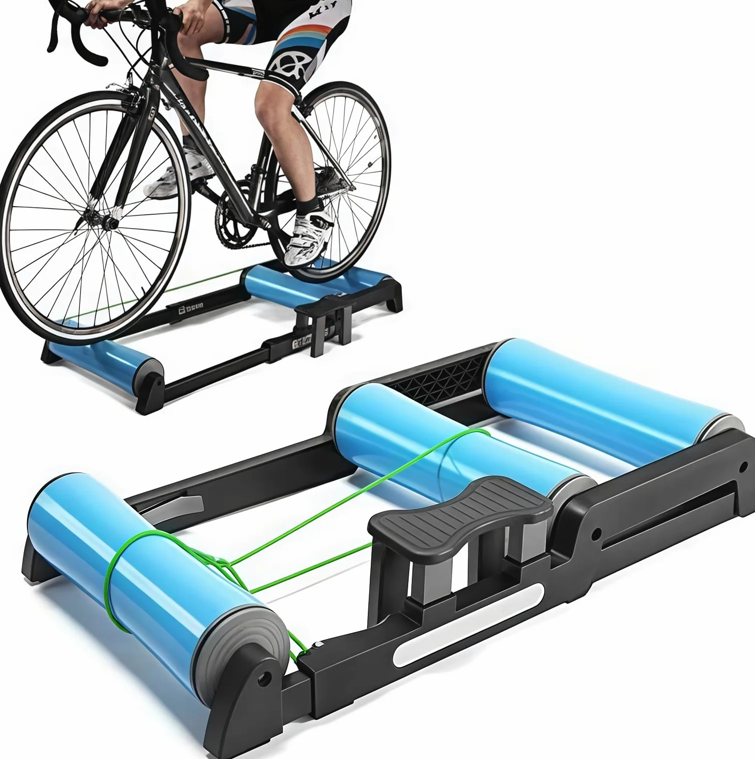 Rulli pieghevoli per bicicletta, con staffa per allenamento e resistenza, per mountain bike, bici da strada, bici da strada