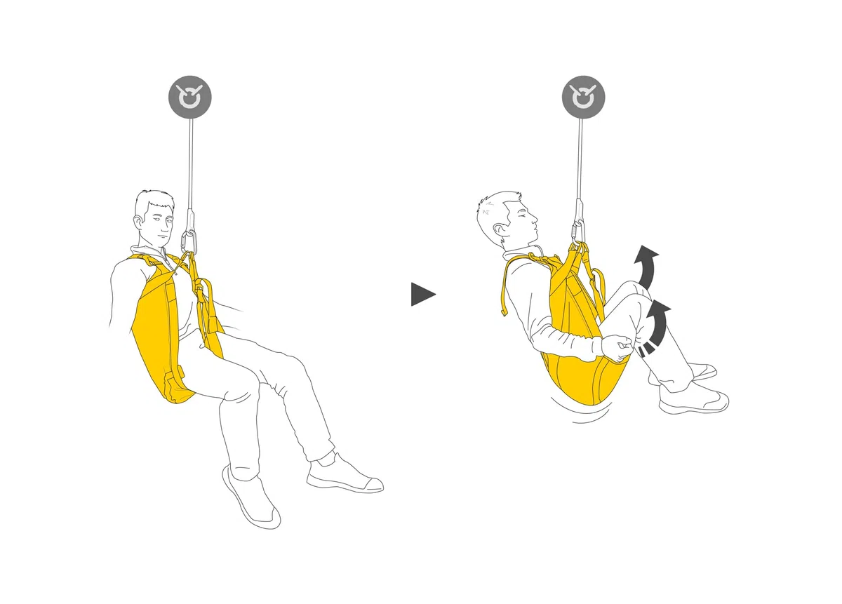 PETZL, Pitagor, confortevole triangolo di evacuazione con parentesi graffe, giallo, U, unisex-adulto