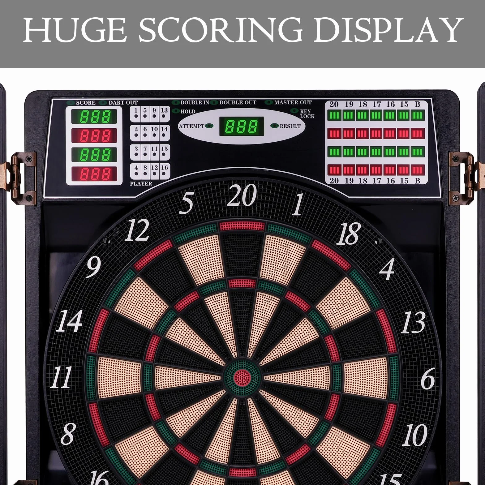 Win.max - Bersaglio elettronico per freccette con LED, display digitale, set di 12 freccette a punta morbida, con armadio