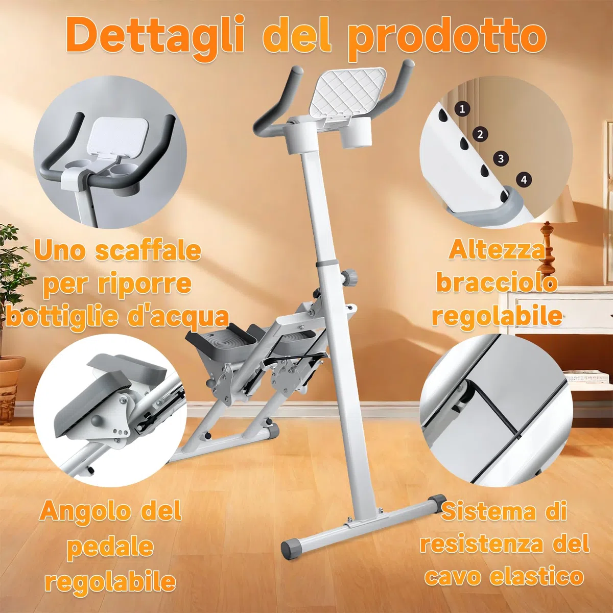 Tapis roulant verticale pieghevole per la casa con cavalletto e slot per tazze Attrezzatura per esercizi per tutto il corpo Capacità di peso 242 libbre, larghezza e pedali regolabili