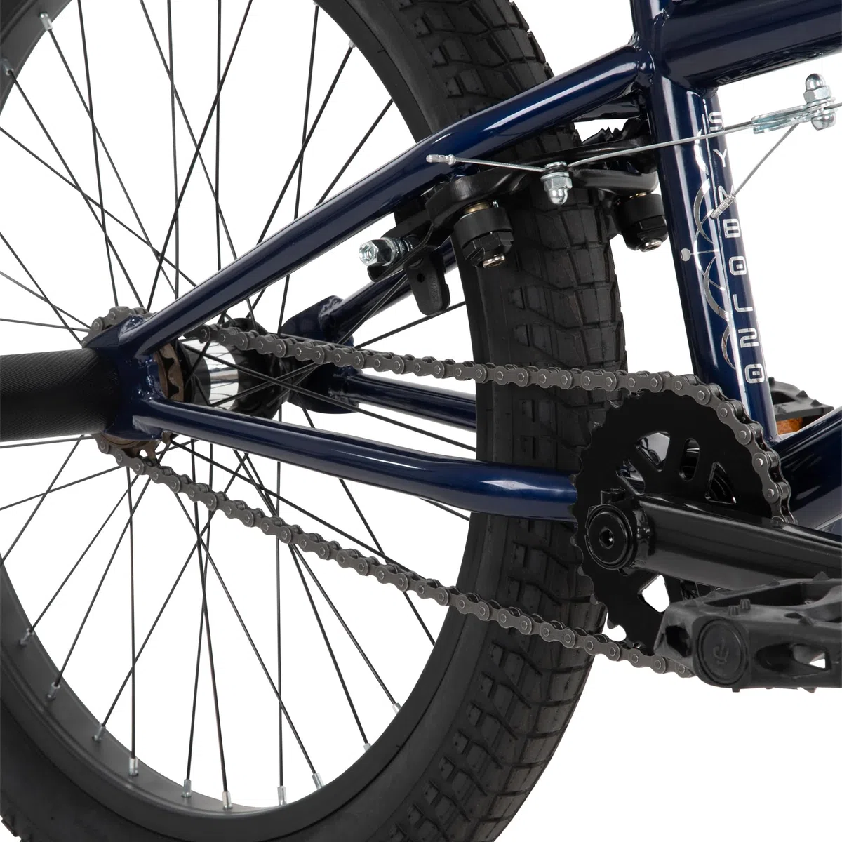 Symbol Freestyle BMX, telaio in acciaio, freno anteriore rimovibile, cerchi in lega, picchetti inclusi rosso, blu, argento