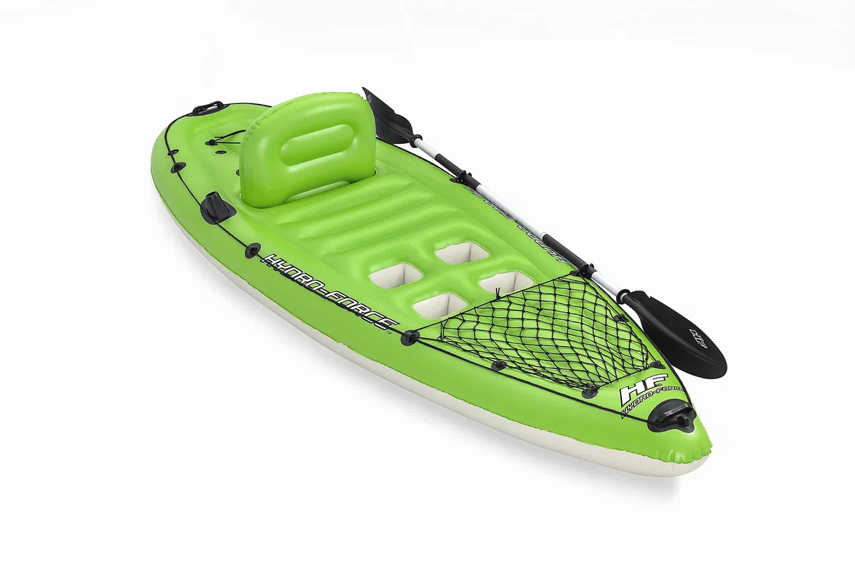 Bestway Koracle - Kayak gonfiabile Hydro-Force, set completo per la pesca, con pompa a mano, pagaia e borsa portaoggetti, capacità per 1 persona, diversi stili