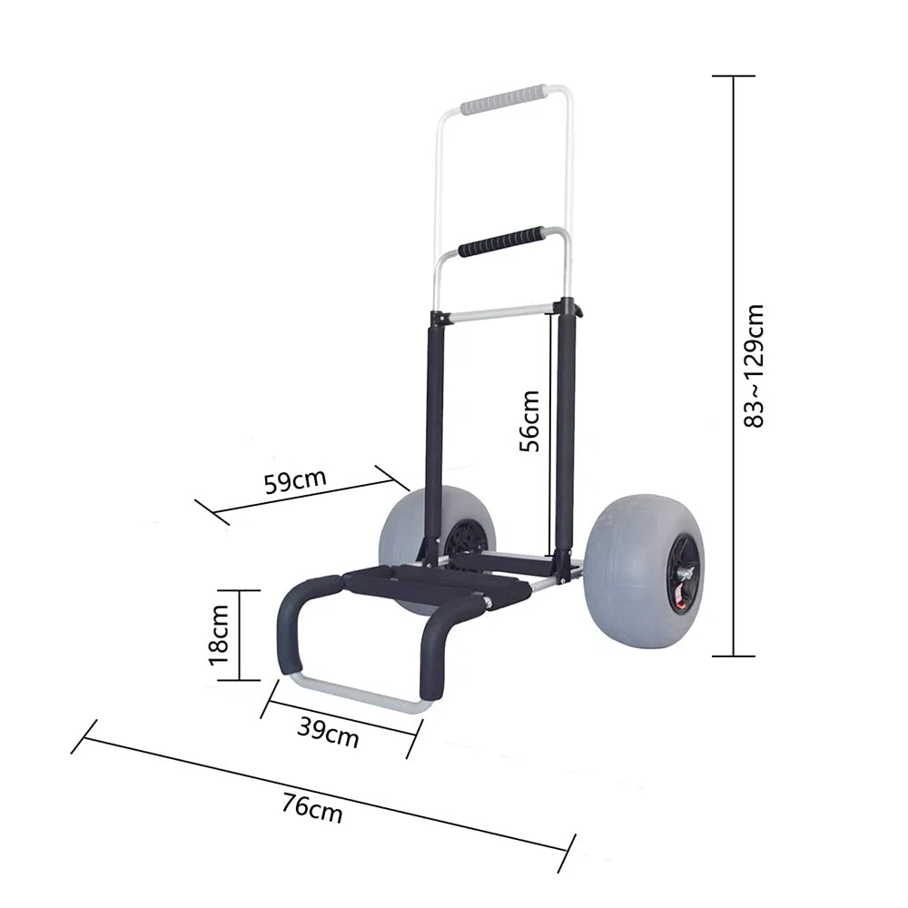 Carrello in alluminio per Sup - Ruota palloncino ideale per la sabbia