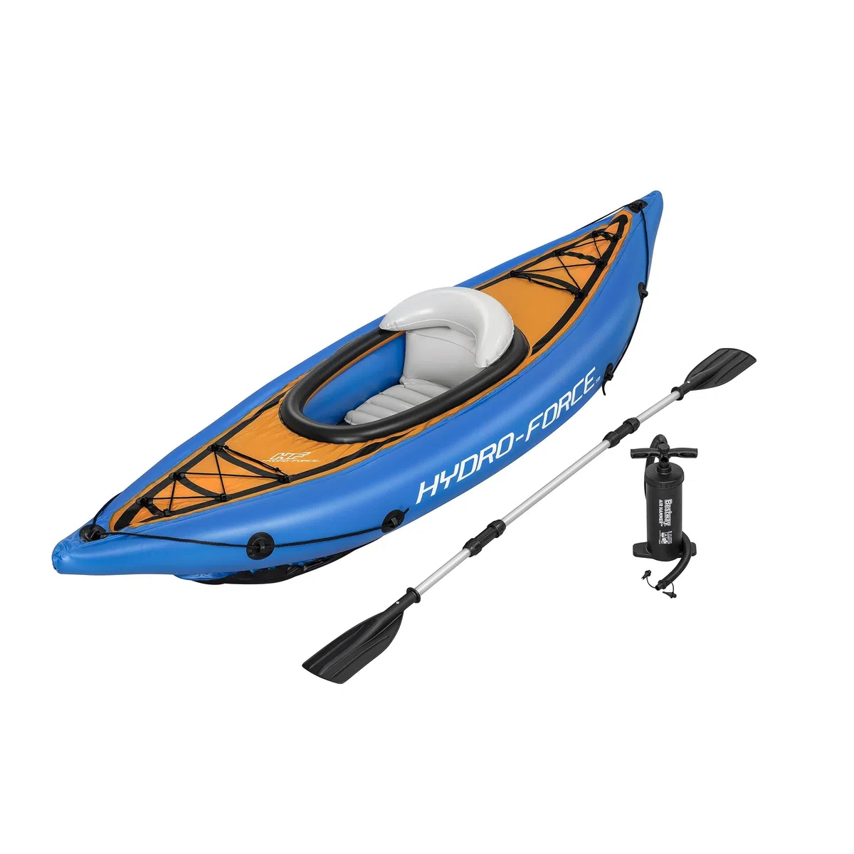Hydro-Force Cove Champion, set kayak gonfiabile per 1 persona con pompa a mano, pagaie, borsa per il trasporto, blu