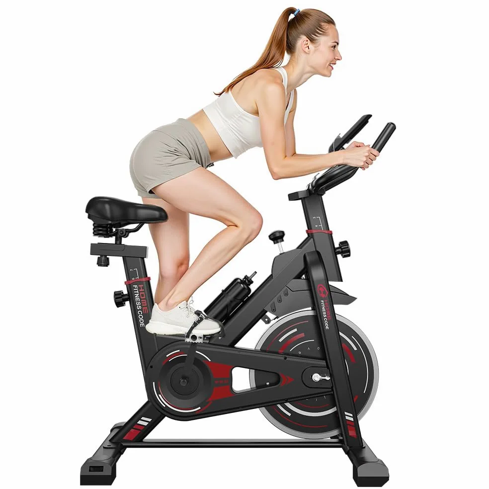 Cyclette stazionaria, Spin Bike Home Gym Equipment, sella e manubrio regolabili, monitor LCD e supporto per tablet, resistenza 0-100%, allenamento cardio, fitness indoor