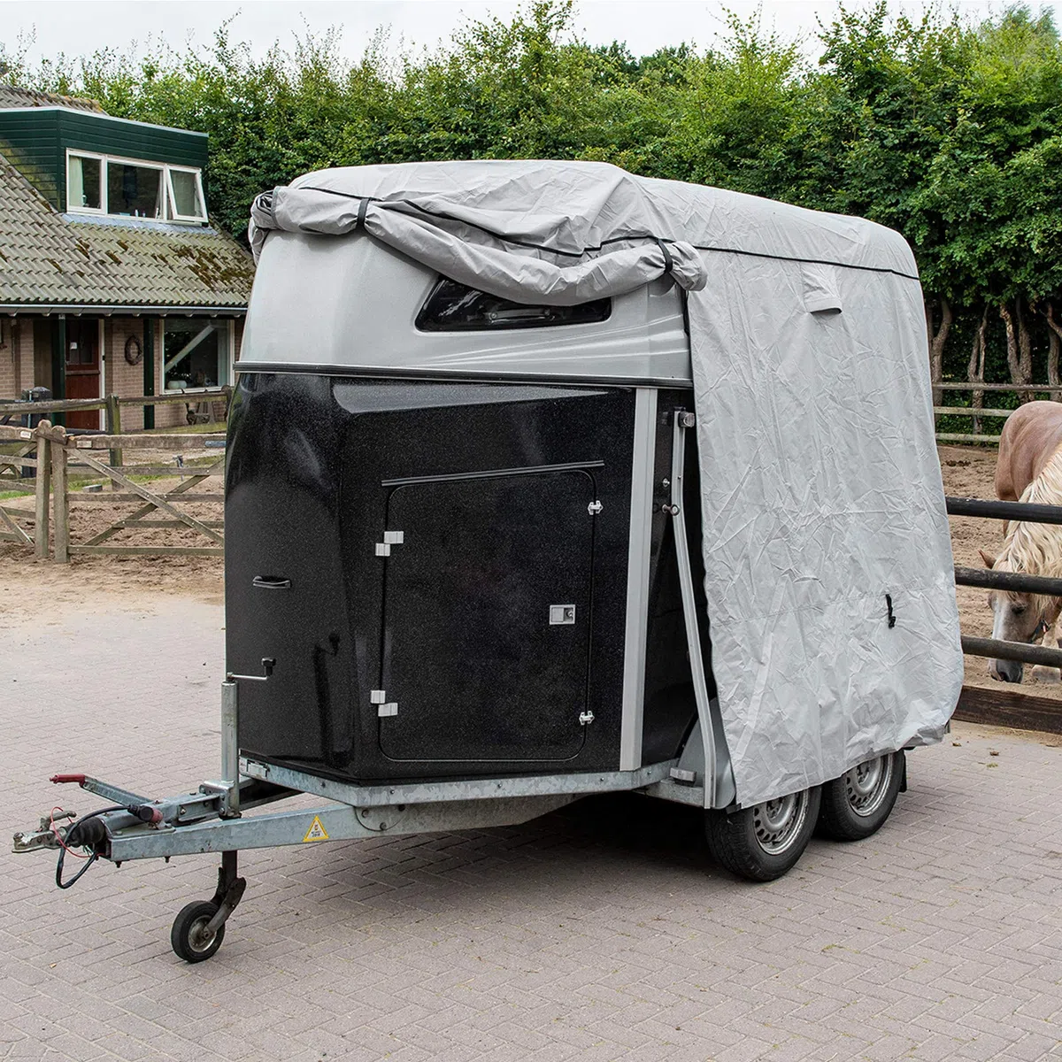 deiwo Copertura per rimorchio per cavallo, 370 x 250 x 210 cm, in tessuto Oxford sinistro + destro