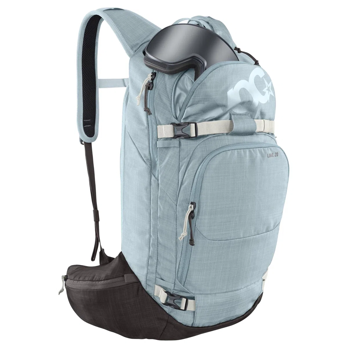 EVOC Zaino da escursione LINE 20, zaino da sci (scomparto per valanga con piano di emergenza, attacco per sci/snowboard, tasche sulla cintura, BODY HUGGING), menta - caffè