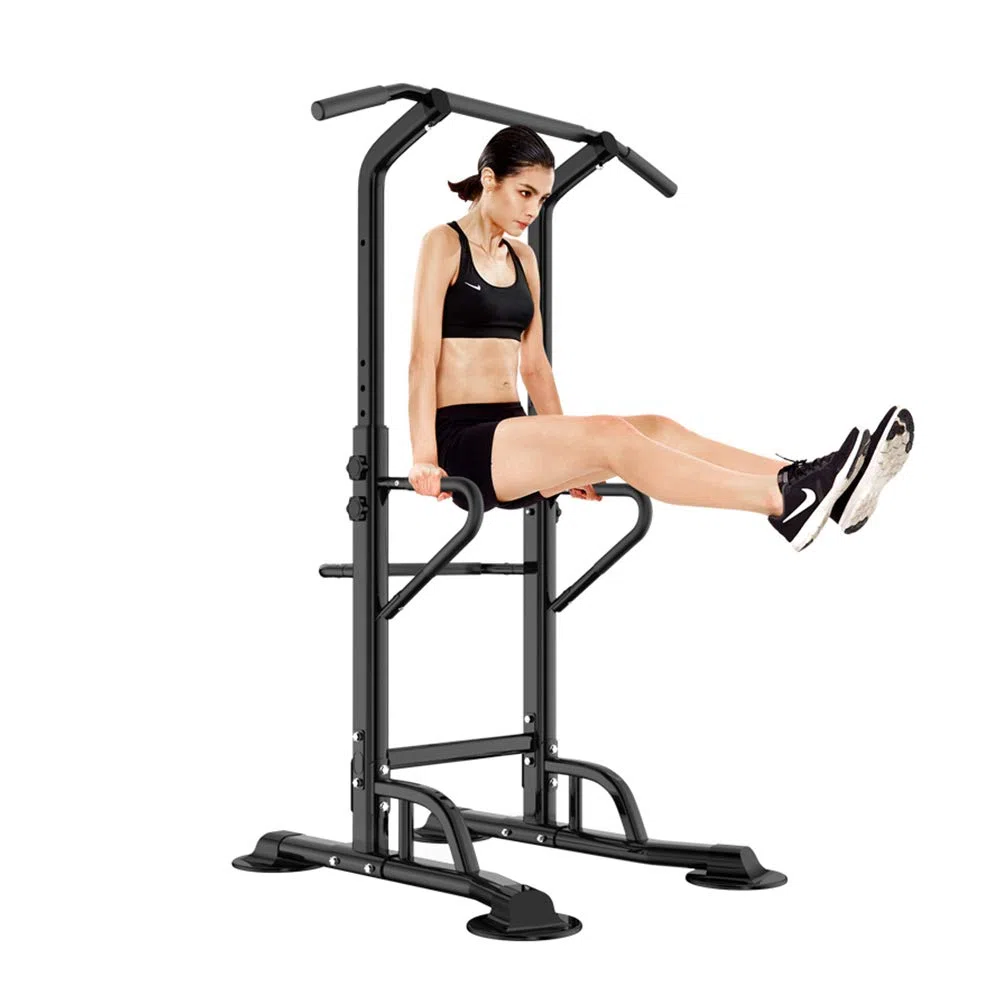 sogesfurniture Power Tower con dip station, stazione multifunzione per l'allenamento con sbarra per trazioni e maniglie per flessioni, altezza regolabile da 190-230cm, BH-PSBB002-N