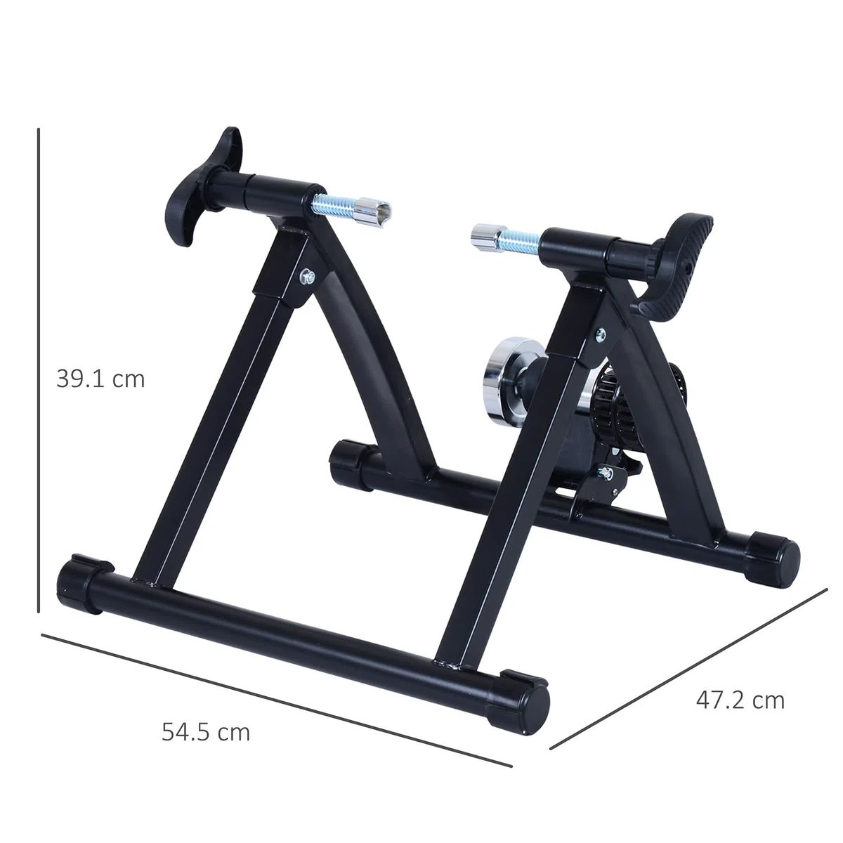 HOMCOM Rullo per Bici per Allenamento a Casa, Pieghevole in Acciaio per Ruote da 26''-28'', 54.5x47.2x39.1cm