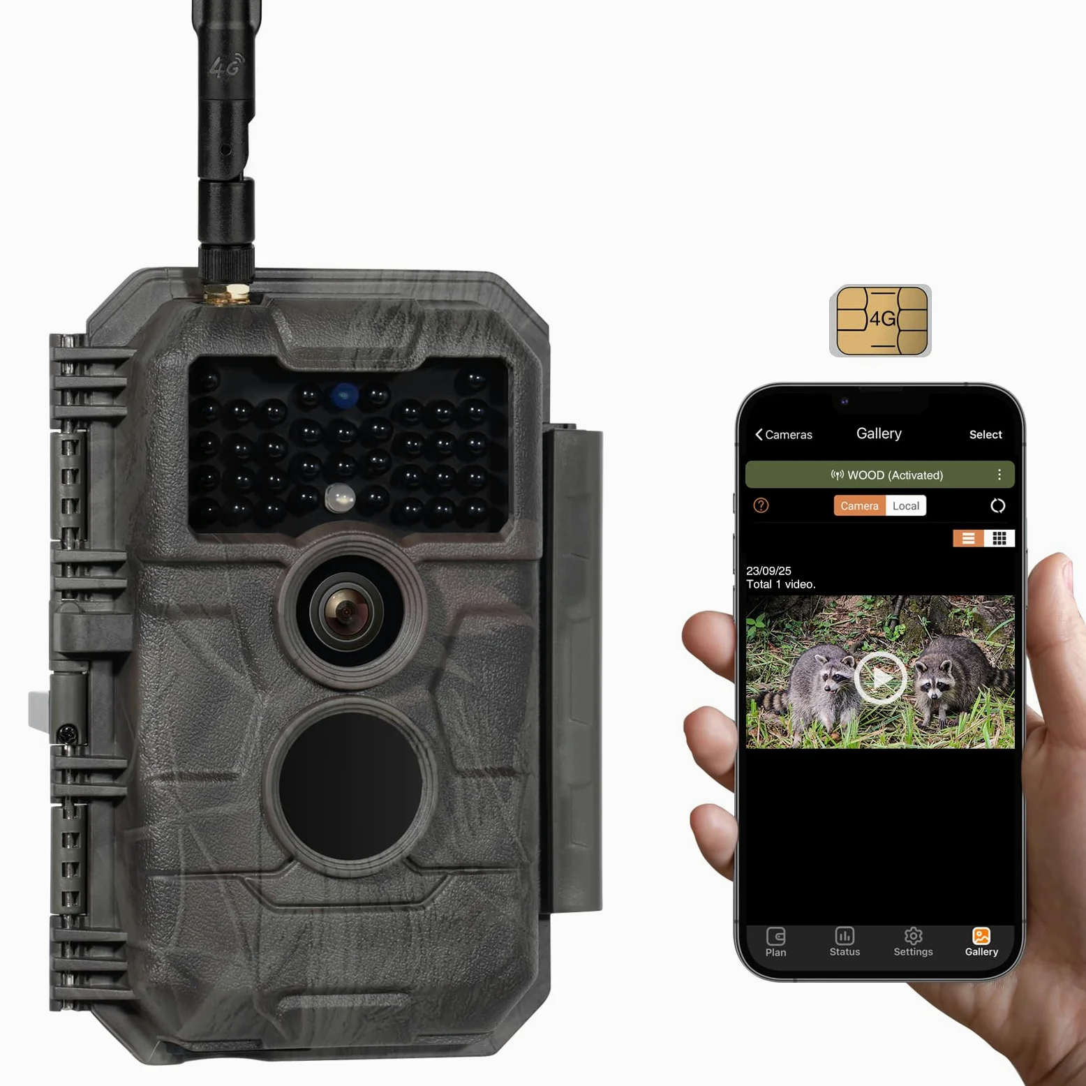 GardePro X20 Fotocamera da Caccia 4G LTE con scheda SIM e App, 48MP 1296P H.265 Vidéo, Fototrappola Infrarossi Invisibili 0,2s Tempo di Attivazione, No-Glow IR LEDs, IP66