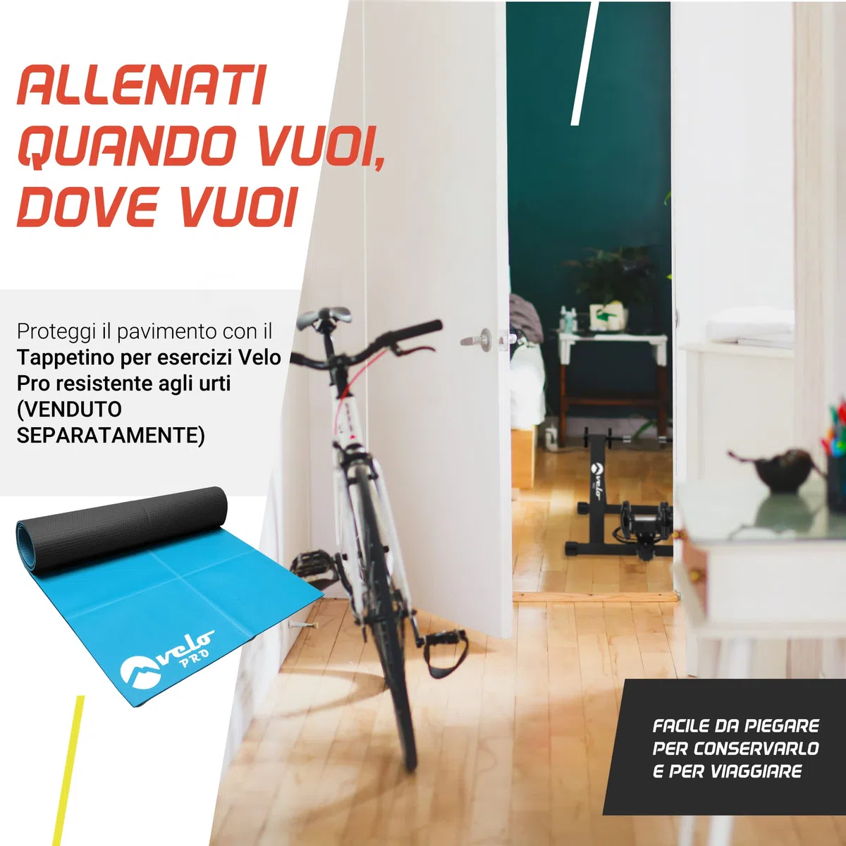 Turbo Trainer - Bicicletta da allenamento magnetica a resistenza variabile per bici da strada e da montagna - Supporto da allenamento stazionario - Telaio pieghevole in acciaio - Ruote da 66