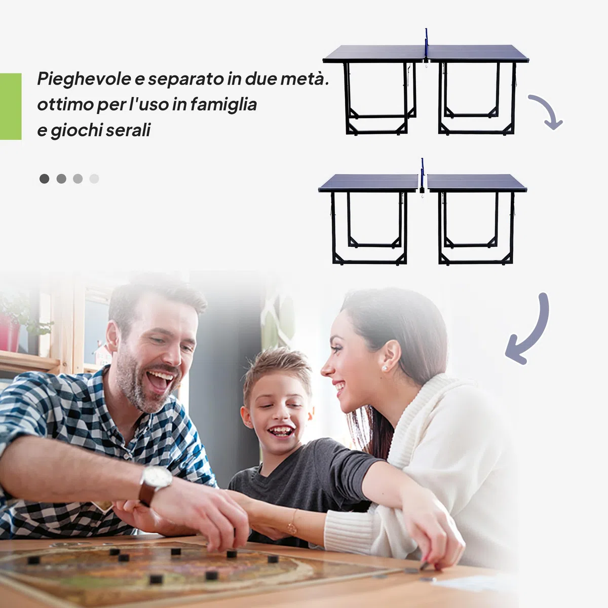 HOMCOM Tavolo da Ping Pong Pieghevole per Interni, Tavolo Ping Pong con Rete, Montaggio Non Richiesto, Blu e Viola