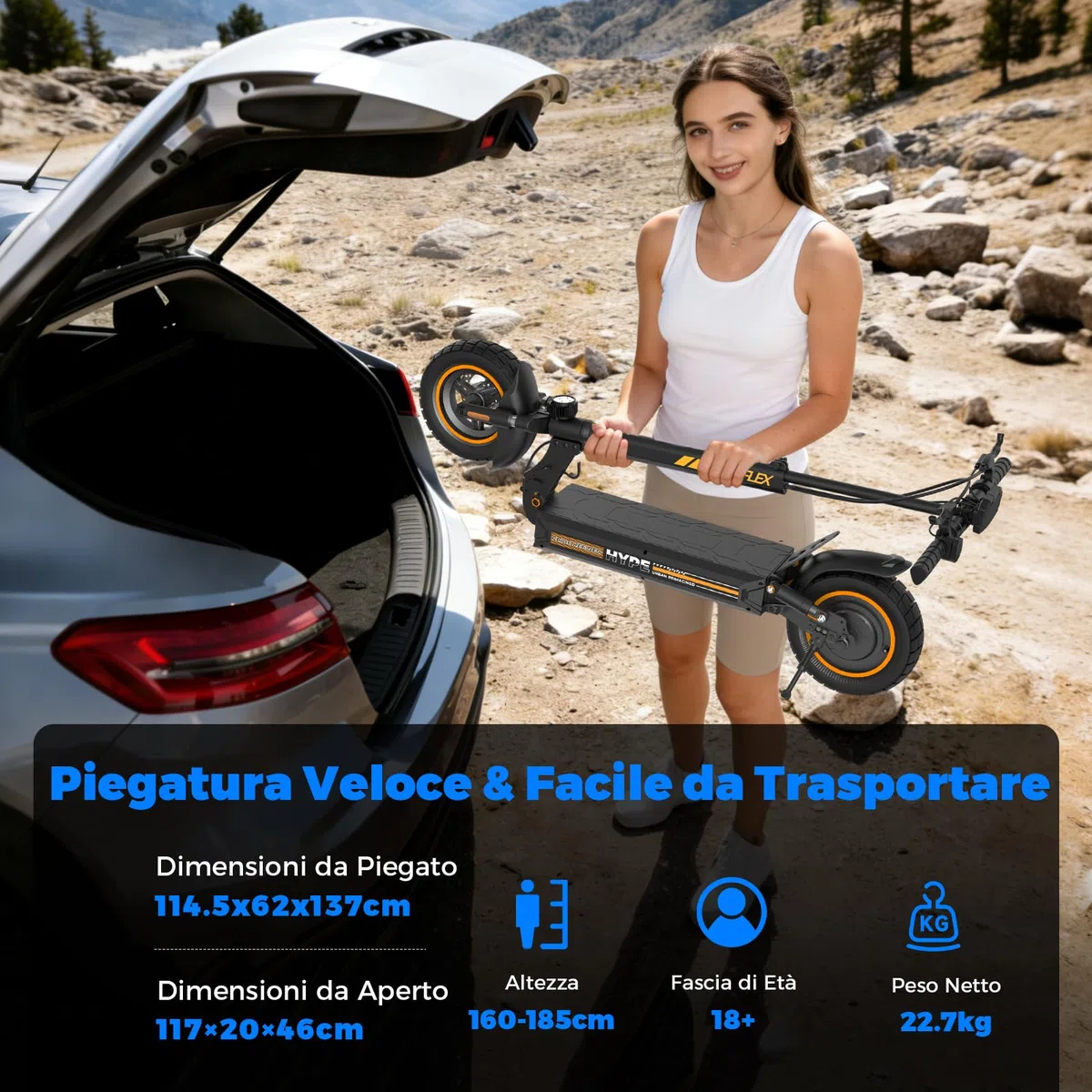 W9 500W Monopattino Elettrico Fuoristrada, 12AH Batteria, 6/10/15/25km/h, 40 Km Autonomia, 4 Sospensioni, 3 Sistemi Di Frenata, Antifurto, Controllo App,Pieghevole, Carico 120KG