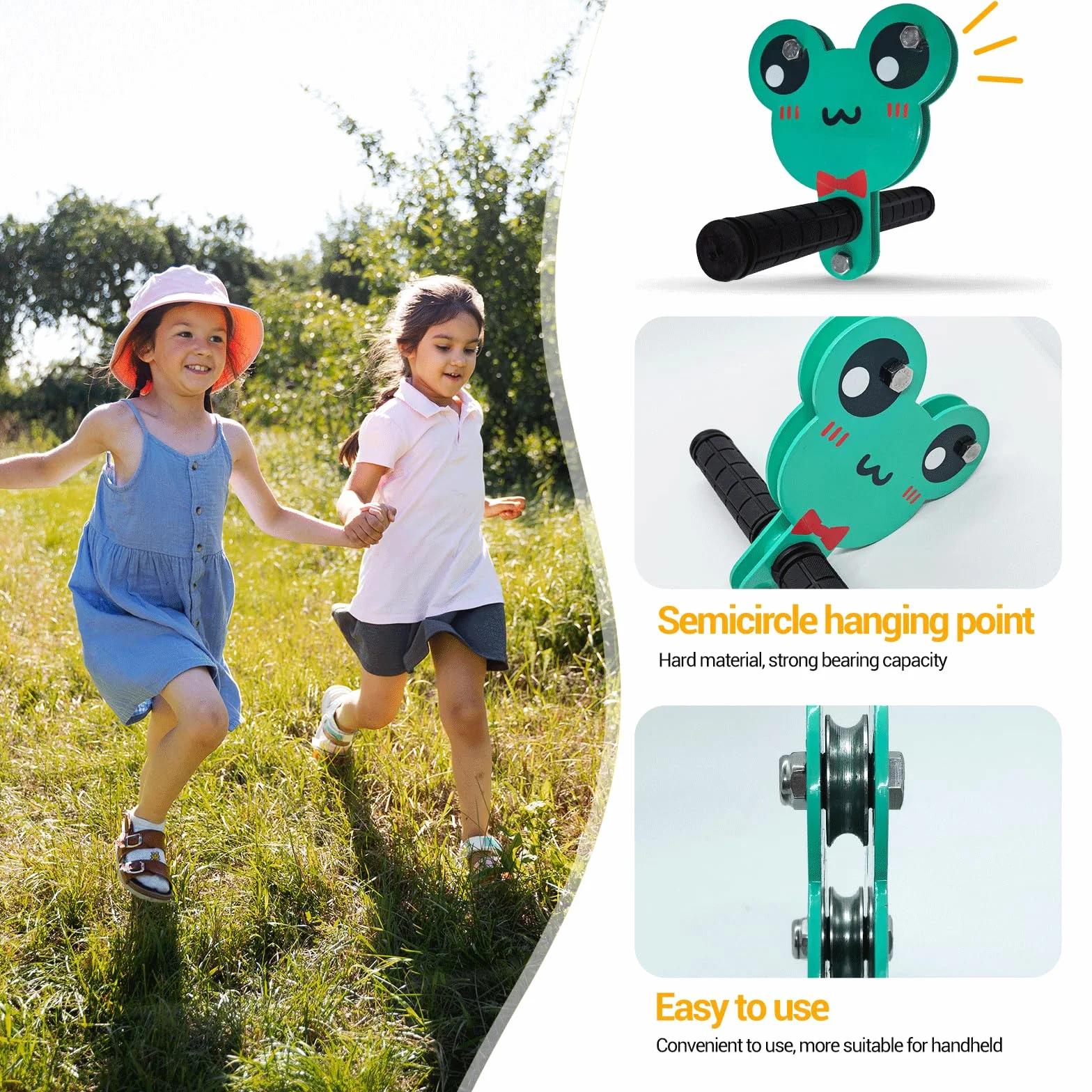 Slackline Zipline 24 m 80 piedi per bambini e adulti, gioco di avventura nel cortile, facile installazione, fino a 150 kg, resistente, cavo di sicurezza e freno a molla, giocattoli,Leone arancione