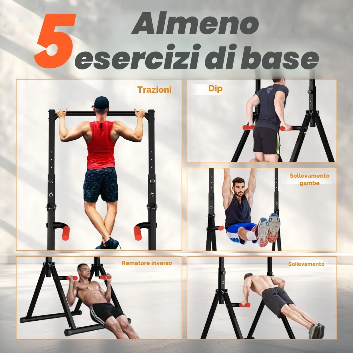 WATBKHE Power Tower Dip Station, Barra Trazioni Autoportante Barra Pieghevole per Trazioni Domestiche, multifunzione Pull Up Station Fitness Tower Attrezzo per l'allenamento della forza