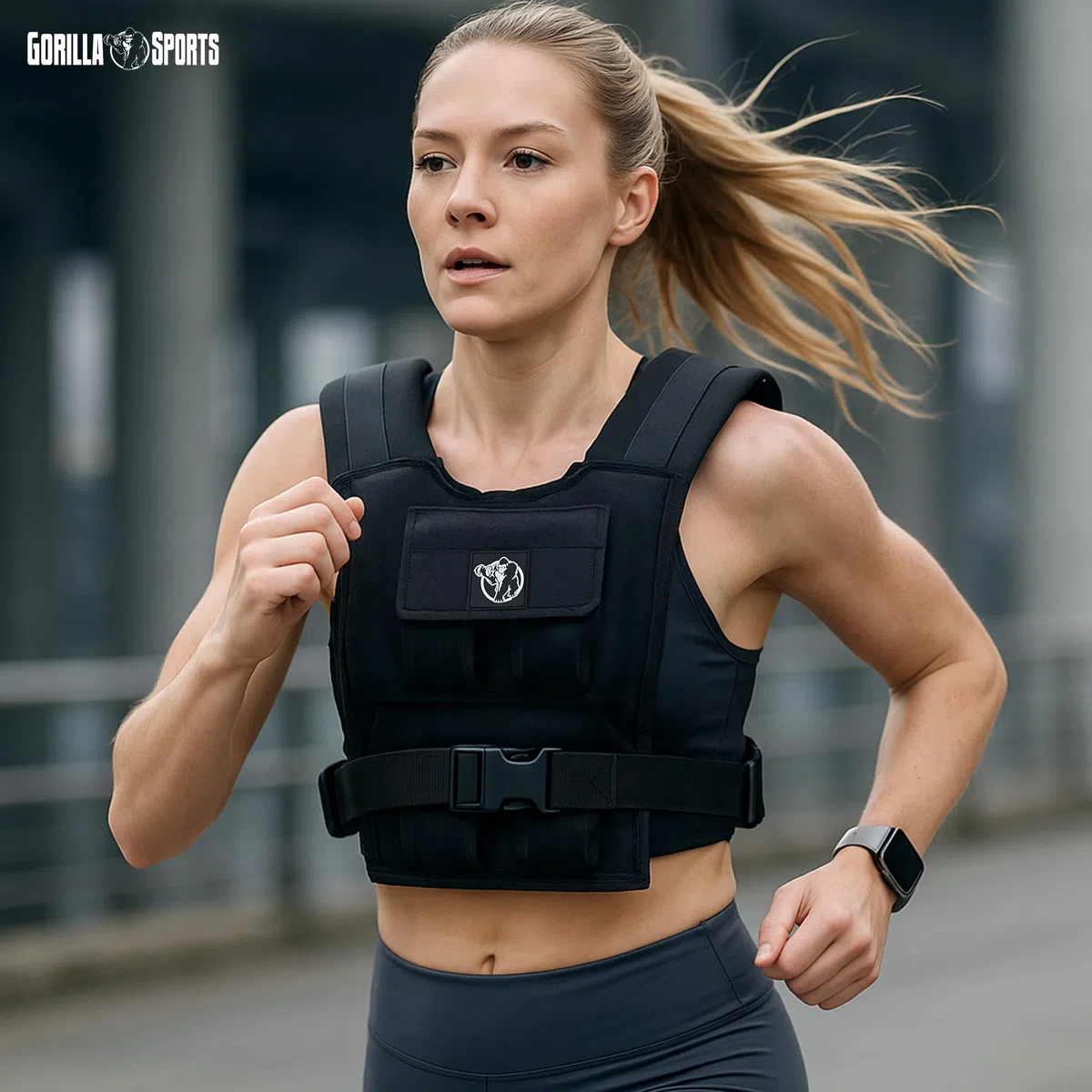 GORILLA SPORTS® Giubbotto Zavorrato - 10/20/30 kg, Regolabile, Ferro, Schiuma TPE, Nylon, Vestibilità Universale, Nero - Weighted Vest, Gilet con Pesi, Gilet Zavorrato con Pesi Inclusi