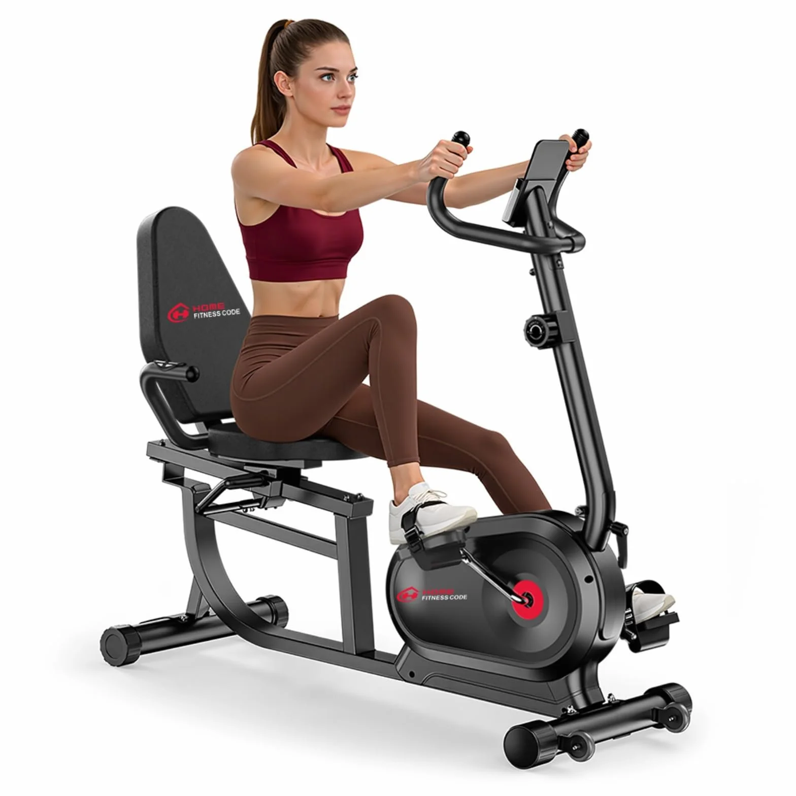 Cyclette 5 in 1 con 16 resistenza magnetica e portata 150 kg, ergometro con schienale e display LCD, impugnatura per fitness