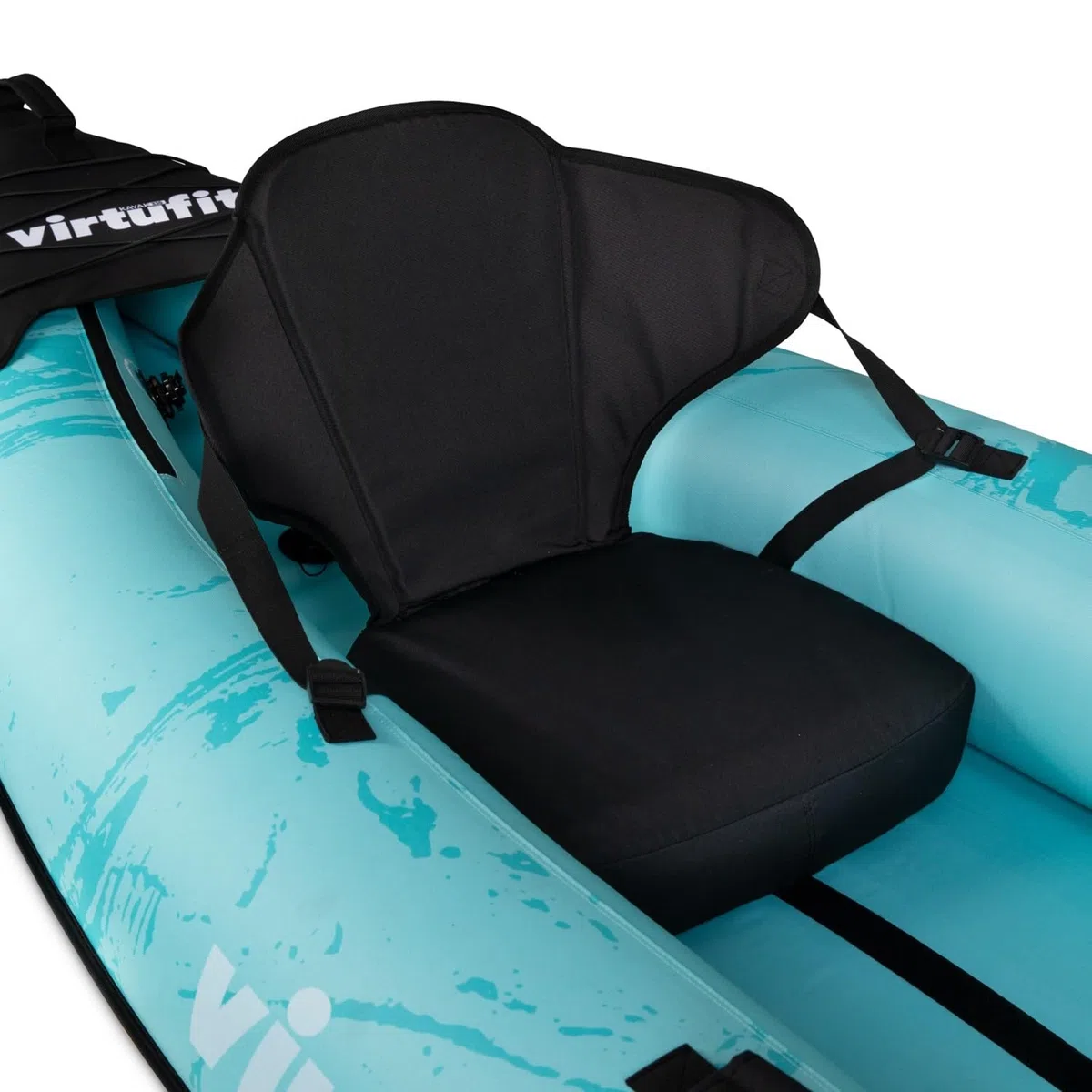 VirtuFit Kayak 335 Gonfiabile - 2 persone + opzione per 3° sedile - incl. 2 seggiolini per kayak, borsa per il trasporto e 2 pinne, per mare, fiume e lago, costruzione stabile, 335 cm, turchese