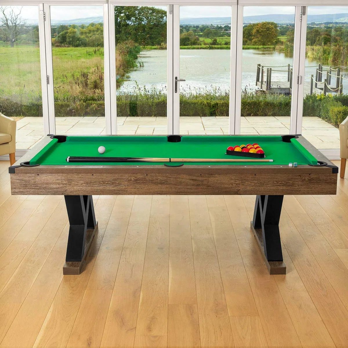 Pinpoint Tavolo Biliardo Professionale Con Palle, Gessetti, Triangolo E Spazzola | Set Completo | Snooker Accessori Per Pub