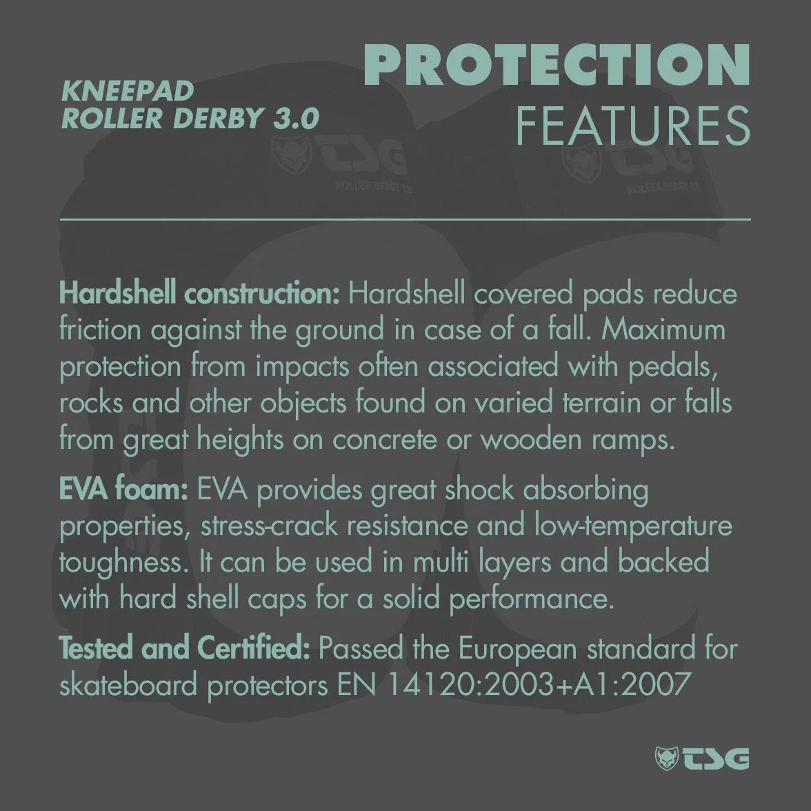 TSG Kneepad Roller Derby 3.0 Dark Black L 710893-50-108