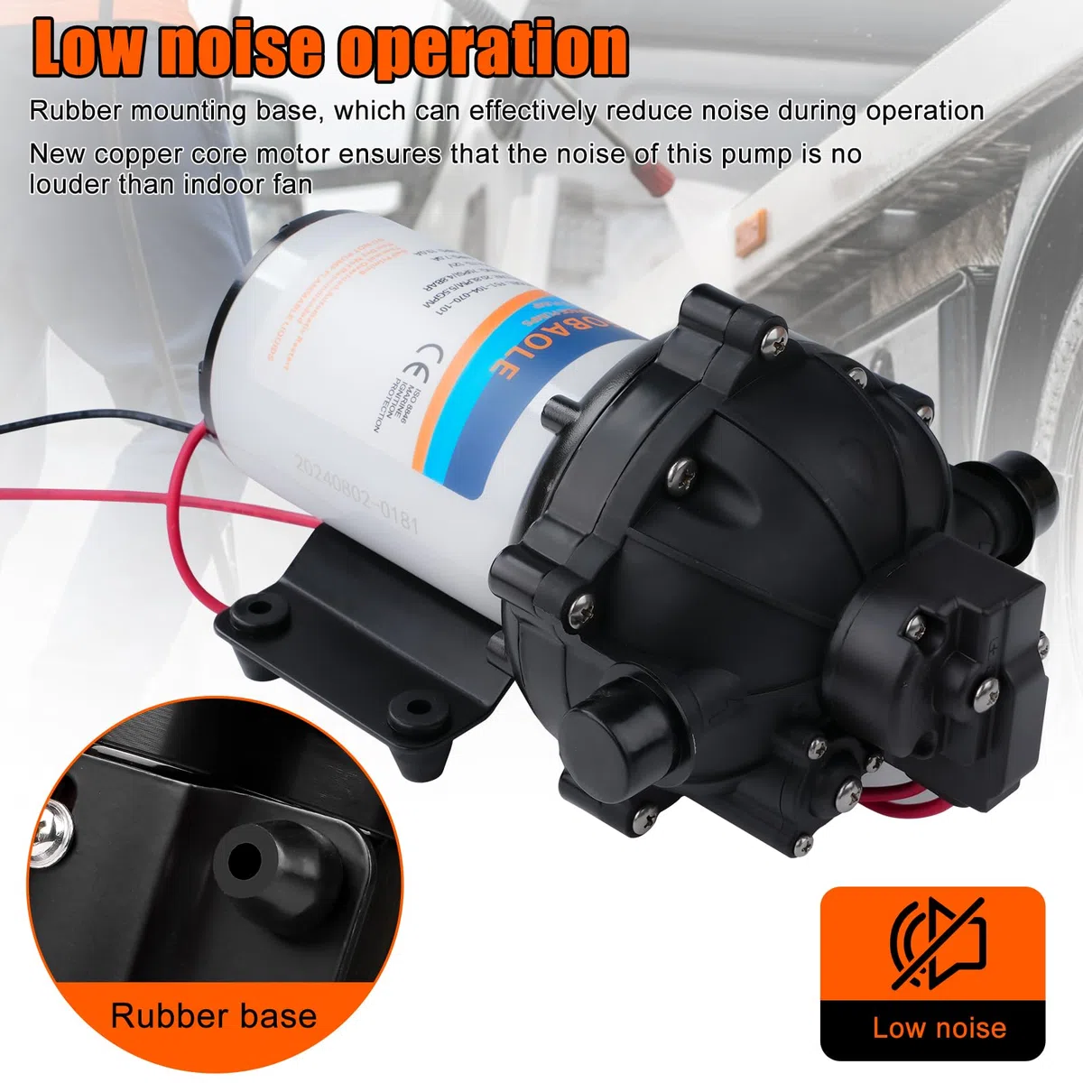 Pompa Acqua 12V, DC 20,8 L/min 70 psi/4,8 bar 5,5 GPM 5 Camere Pompa a Pressione Autoadescante per Acqua su Richiesta Pompa a Membrana per Acqua per Camper Yacht Giardino Camper