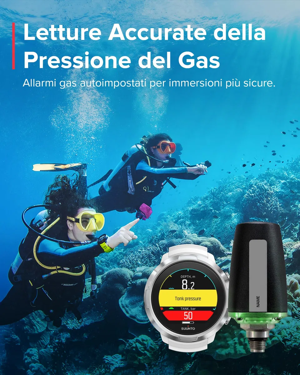 SUUNTO Dive Tank Pod, Trasmettitore Wireless dei Dati di Pressione della Bombola per SUUNTO D5, EON Steel, EON Steel Black ed EON Core, Lettura al Polso delle Informazioni Essenziali Sull'immersione