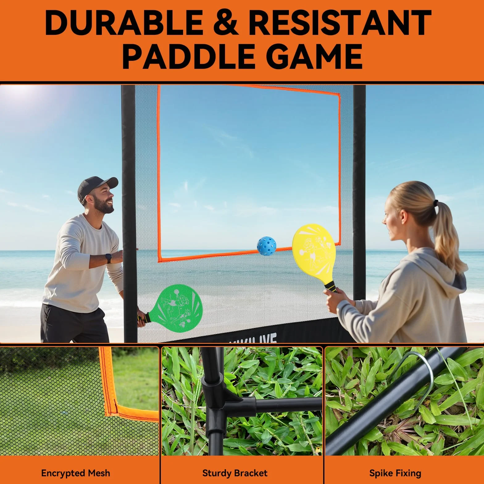Set Completo con Rete per Giochi con Racchette, Adatto a Badminton/Tennis da Tavolo/Volano/Pickleball, Set per Sport e Giochi Indoor & Outdoor, per Spiaggia/Giardino/Casa
