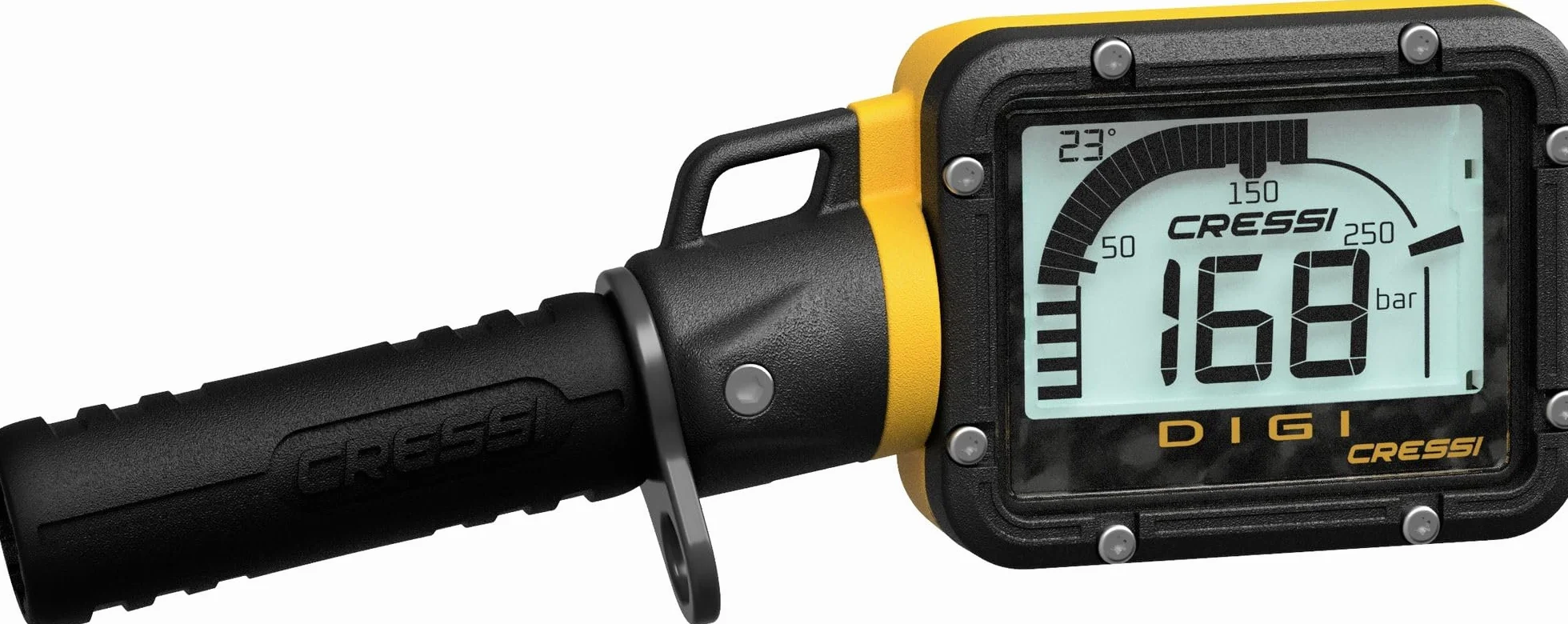 Cressi digi - Manometro Digitale con Attivazione Automatica per Immersioni, Colore Giallo, Disponibile in Versione Bar o PSI - Adulto Unisex