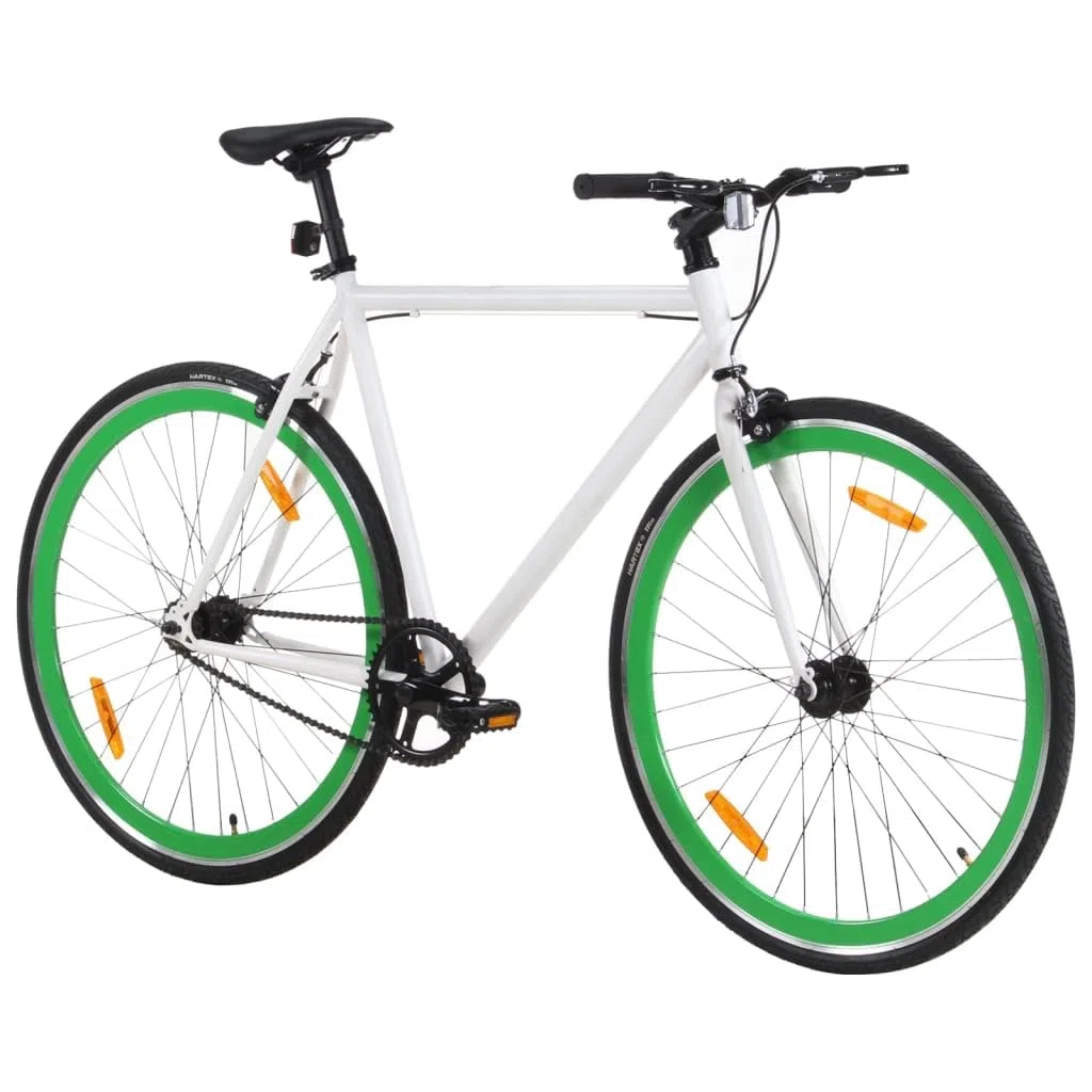 Bicicletta a scatto fisso bianco e verde 700c 55 cm biciclette