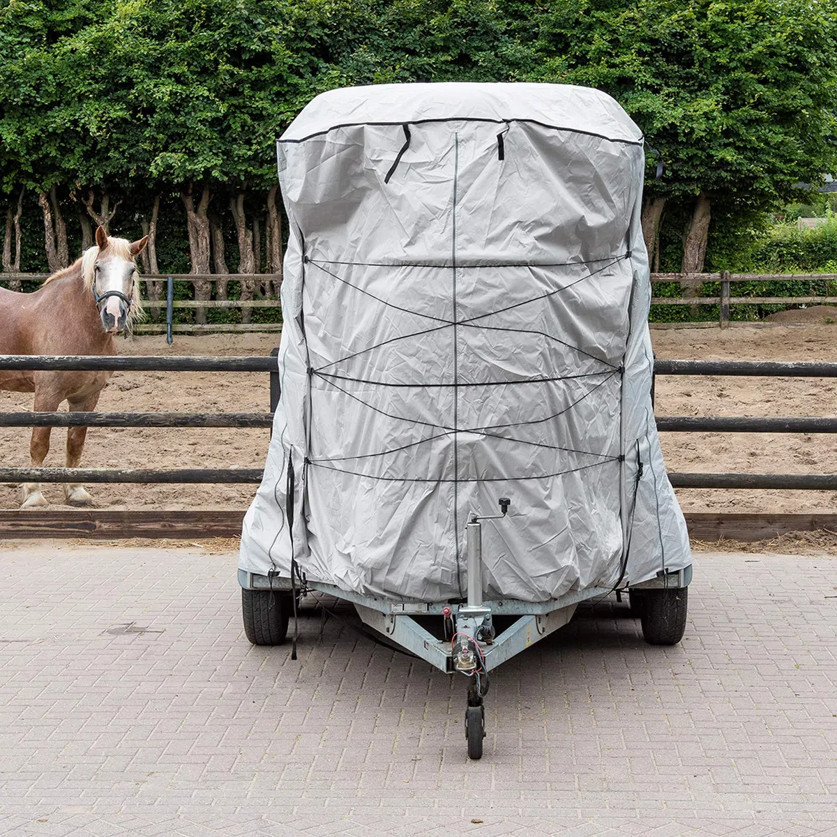 deiwo Copertura per rimorchio per cavallo, 370 x 250 x 210 cm, in tessuto Oxford sinistro + destro