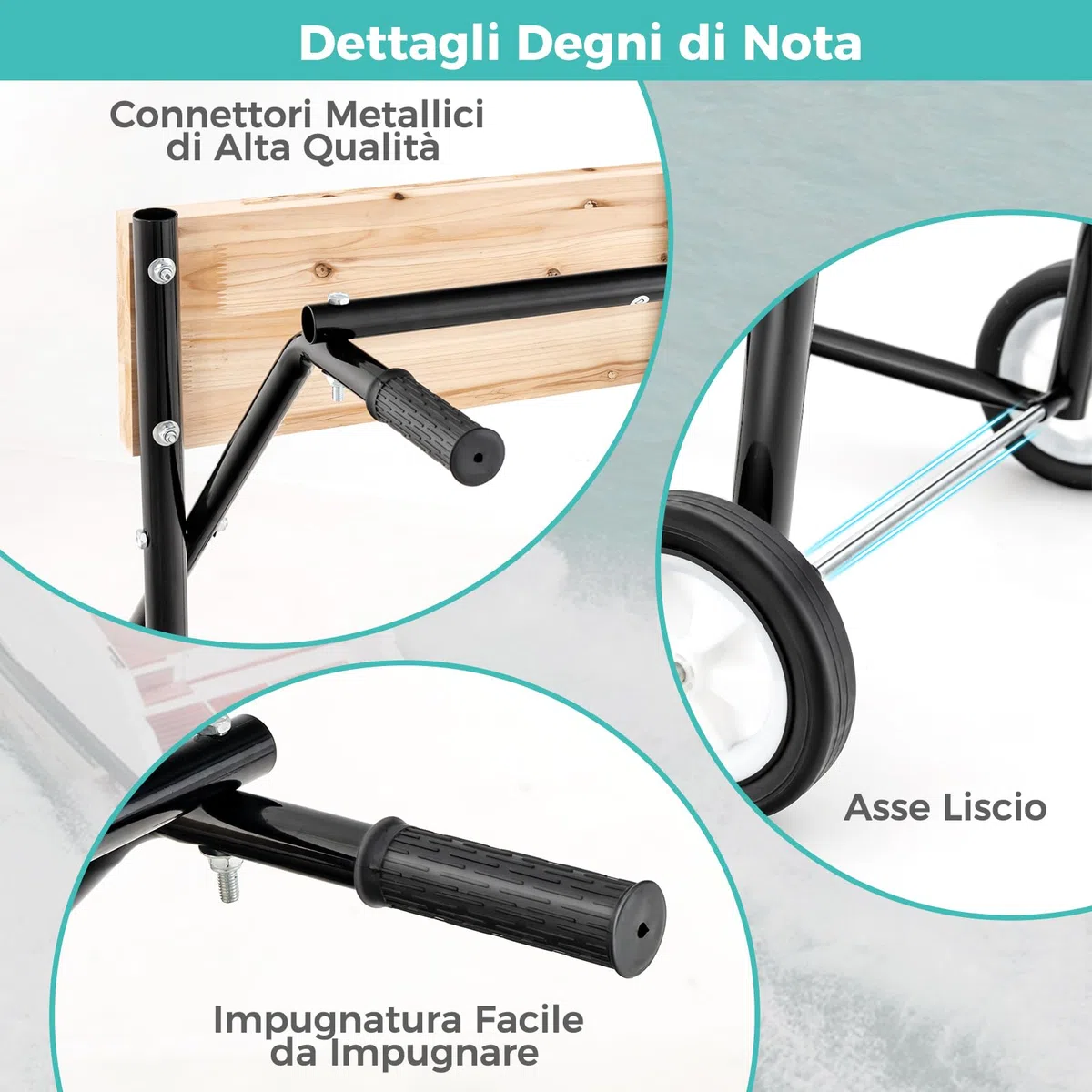 GYMAX Sostegno Motore per Imbarcazioni Fuoribordo, Carrello Porta Motore Pesante con Solida Tavola in Compensato Spesso, 4 Ruote Lisce, Maniglia Ergonomica, Supporto Motore per Imbarcazioni